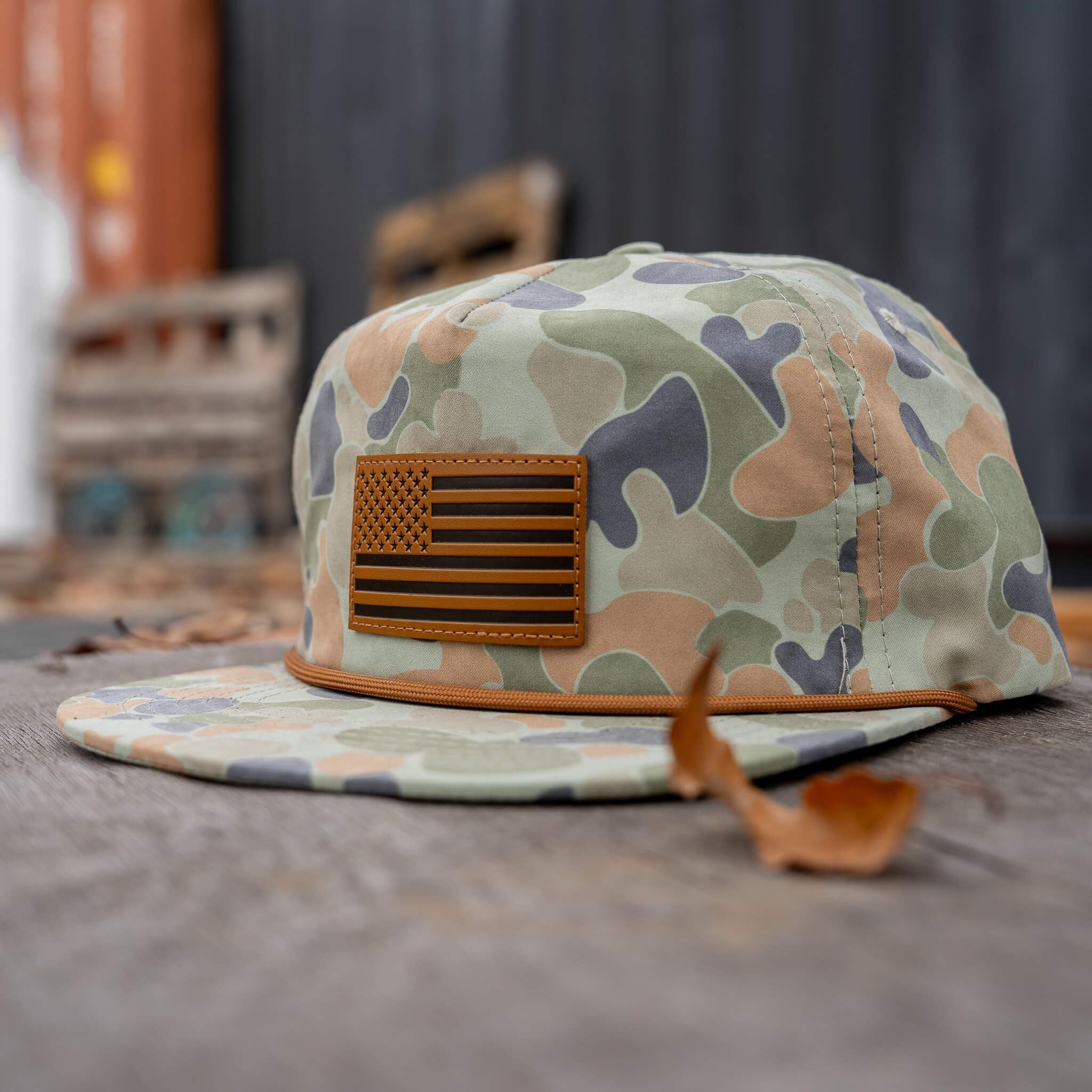American Flag Leather Patch Crushable Rope Snapback Hat - Image 19