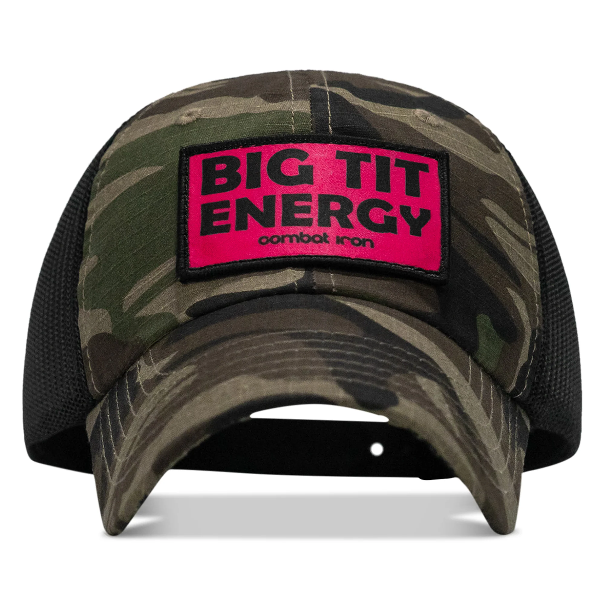 Big Tit Energy Pink Patch Tactical Ripstop Mesh Snapback Hat - Image 7