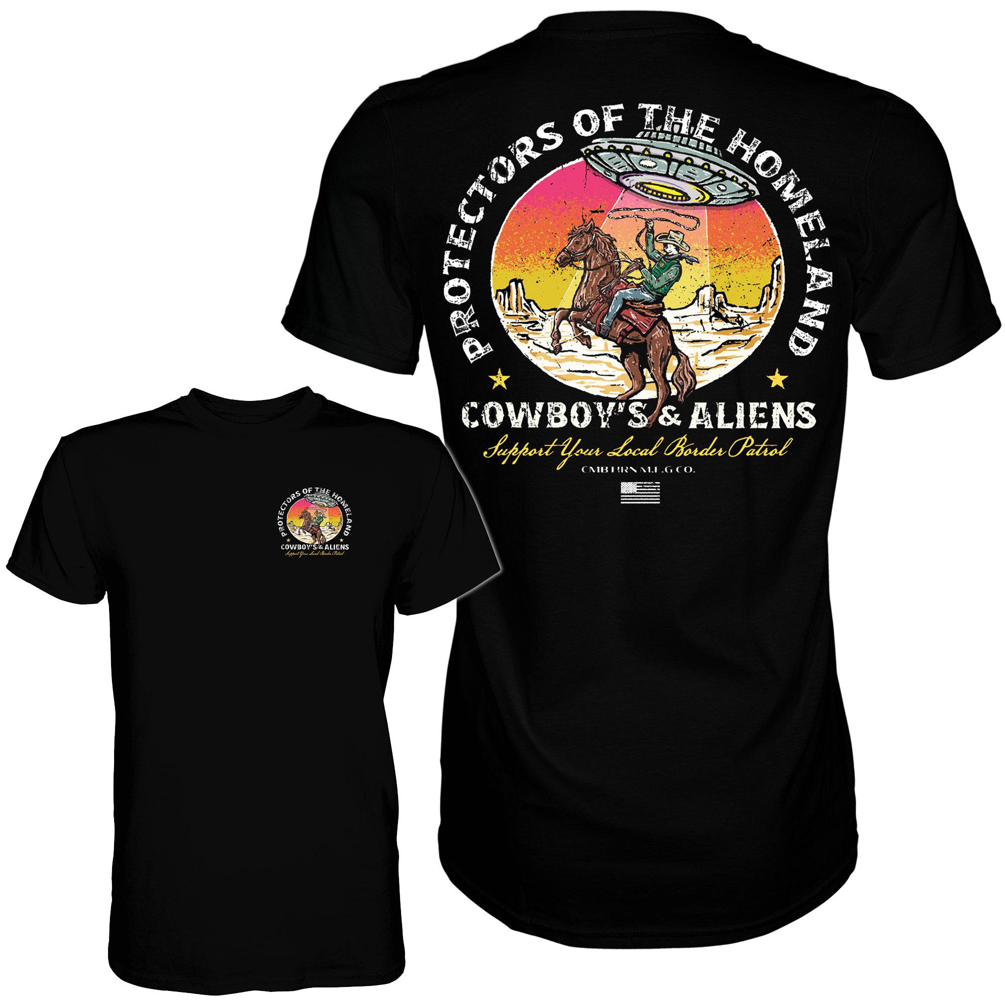 Border Patrol | Cowboy's & Aliens Men's T-Shirt - Image 4