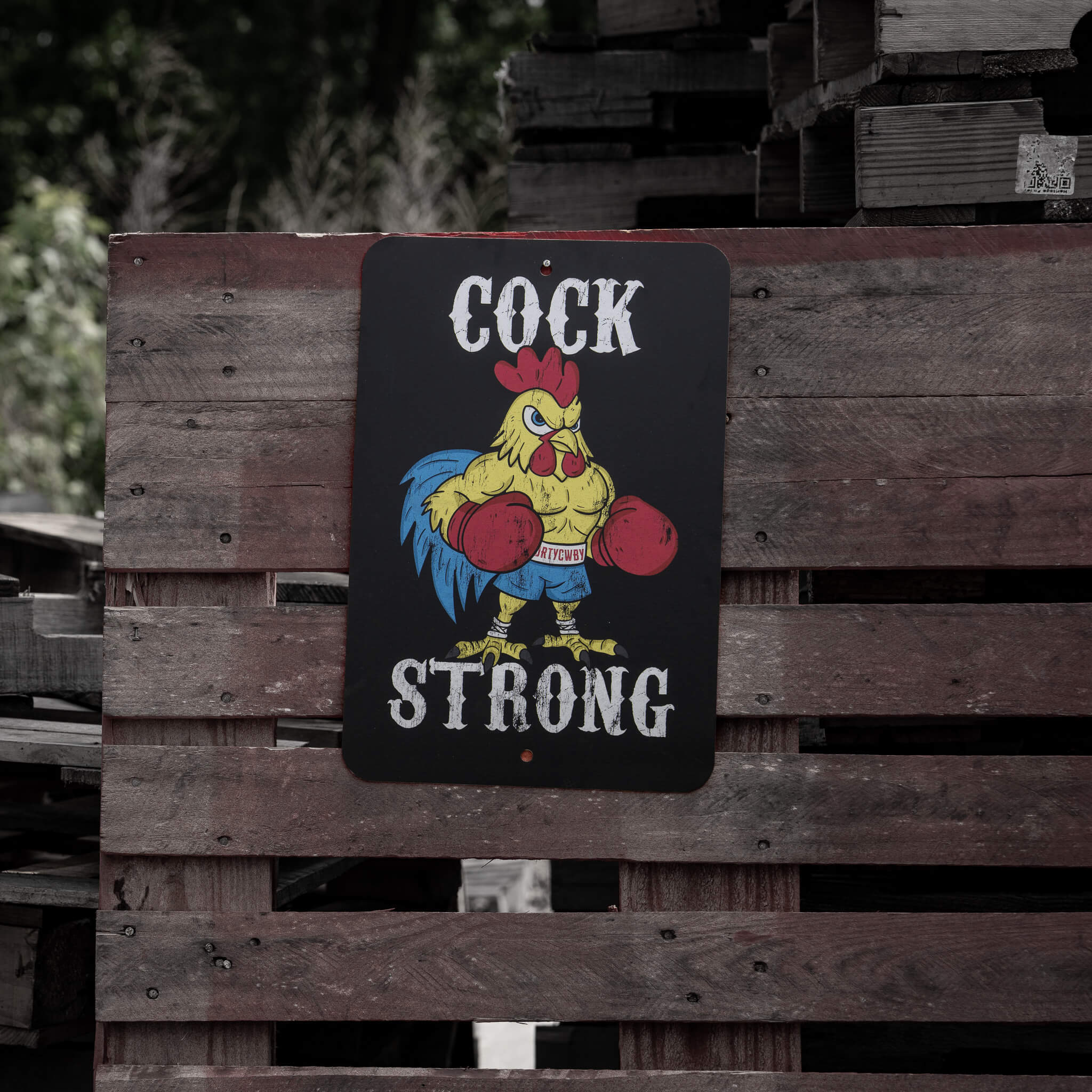 Cock Strong Boxing Chicken Metal Sign - Image 8