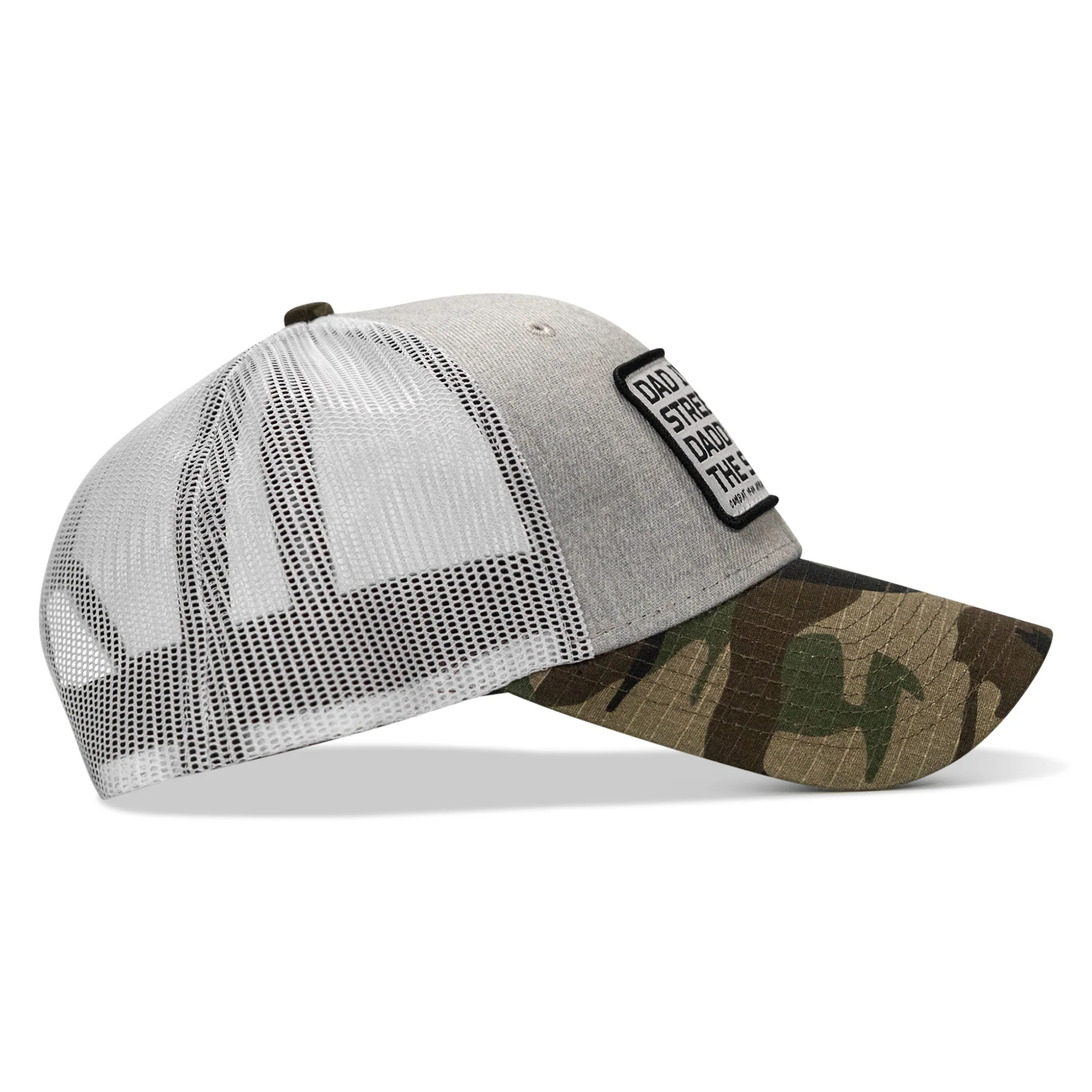 Dad In The Streets. Daddy In The Sheets. White Patch Snapback Hat - Image 44