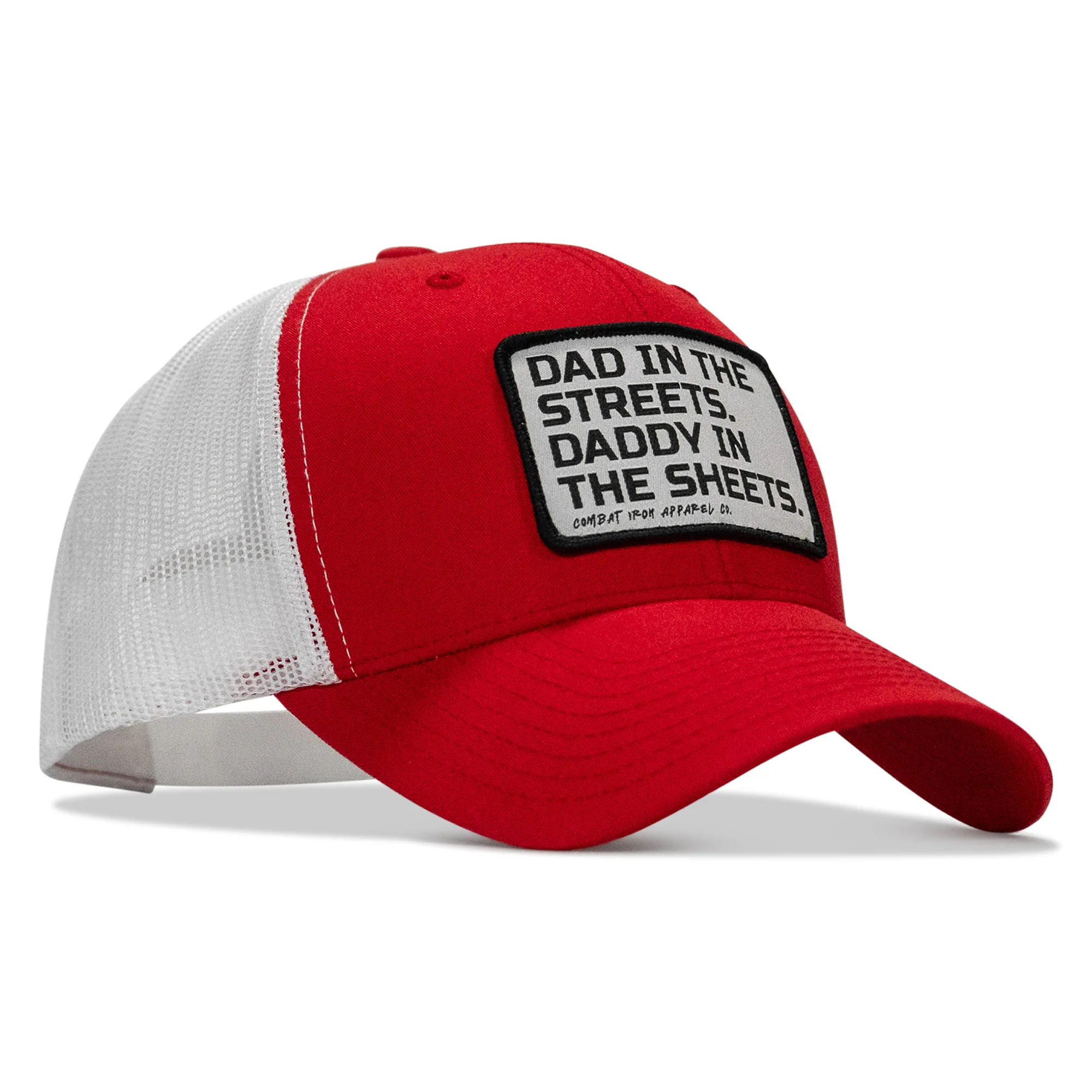 Dad In The Streets. Daddy In The Sheets. White Patch Snapback Hat - Image 59