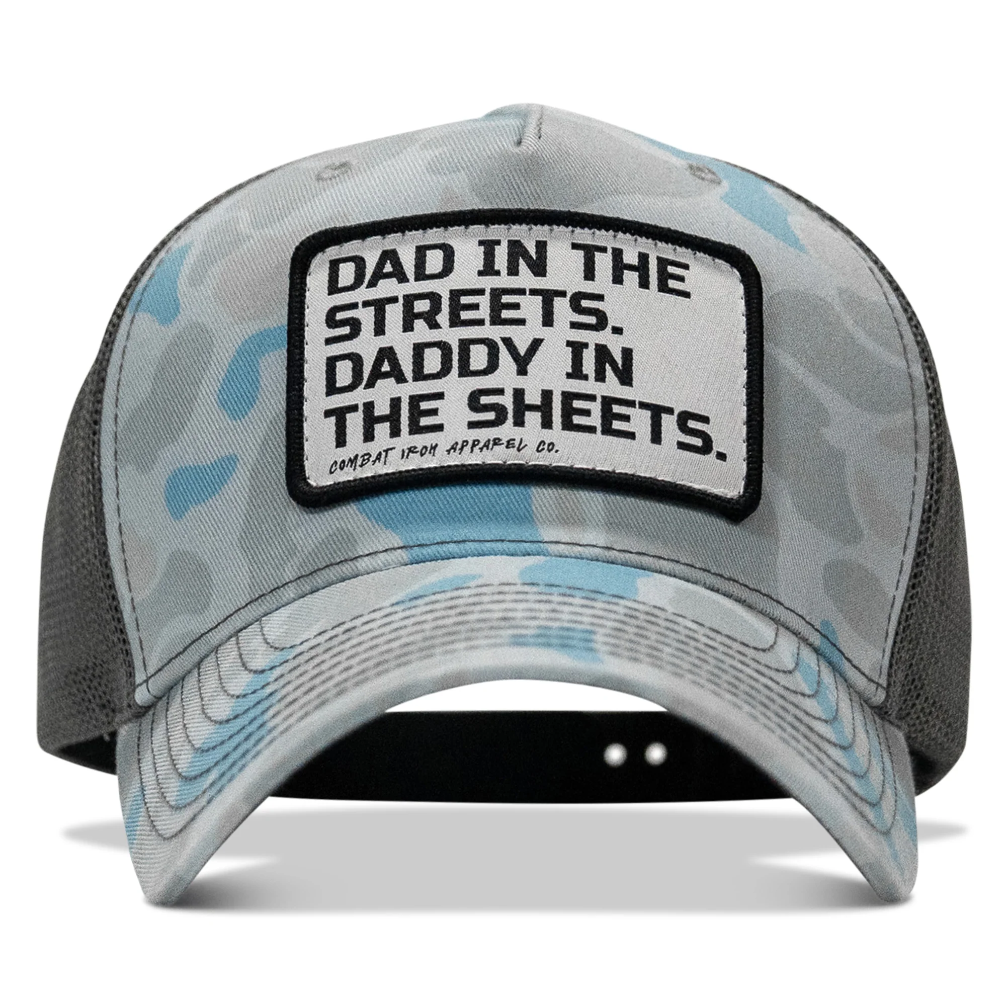 Dad In The Streets. Daddy In The Sheets. White Patch Snapback Hat - Image 67