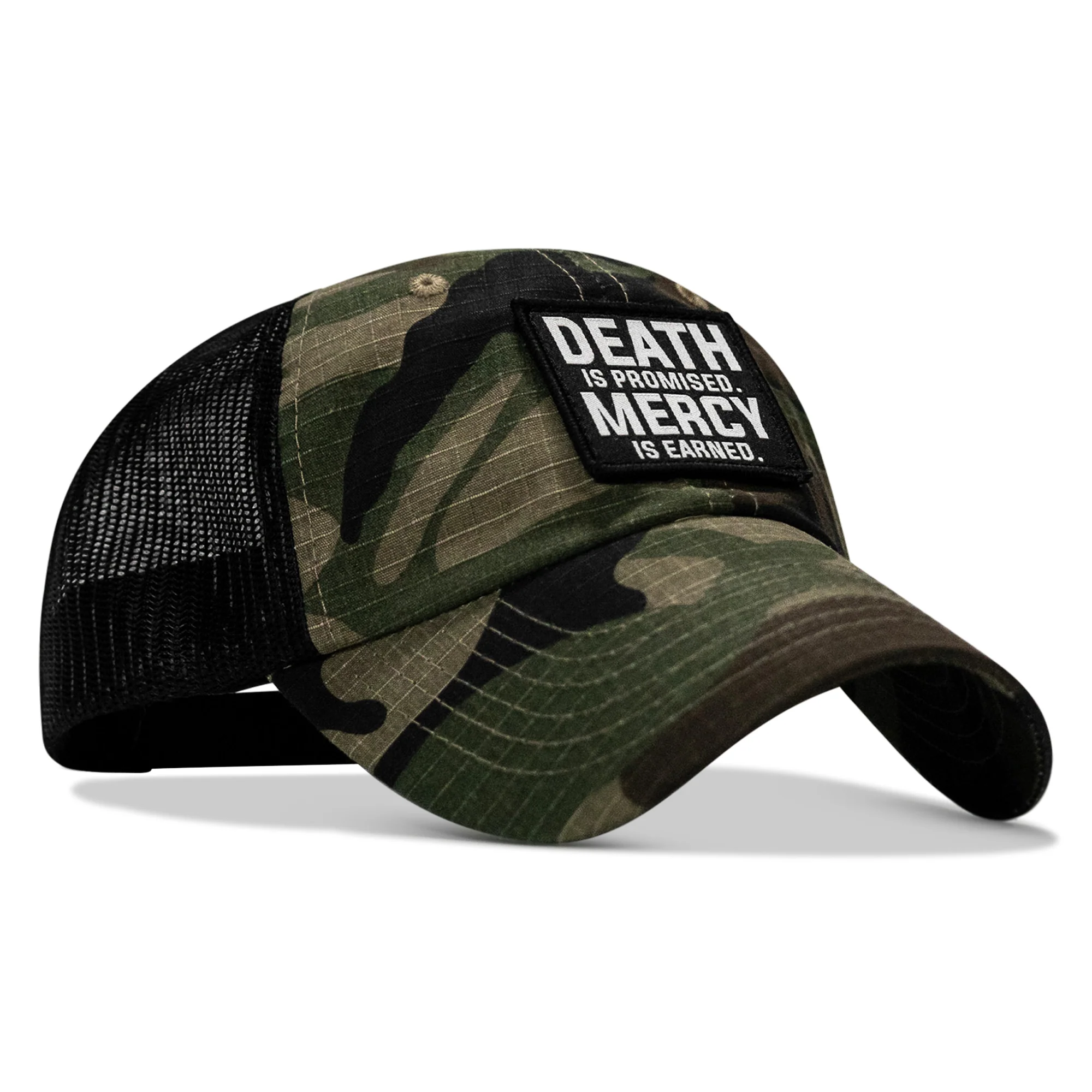 Death Is Promised. Mercy Is Earned Patch. Tactical Ripstop Mesh Snapback Hat - Image 8