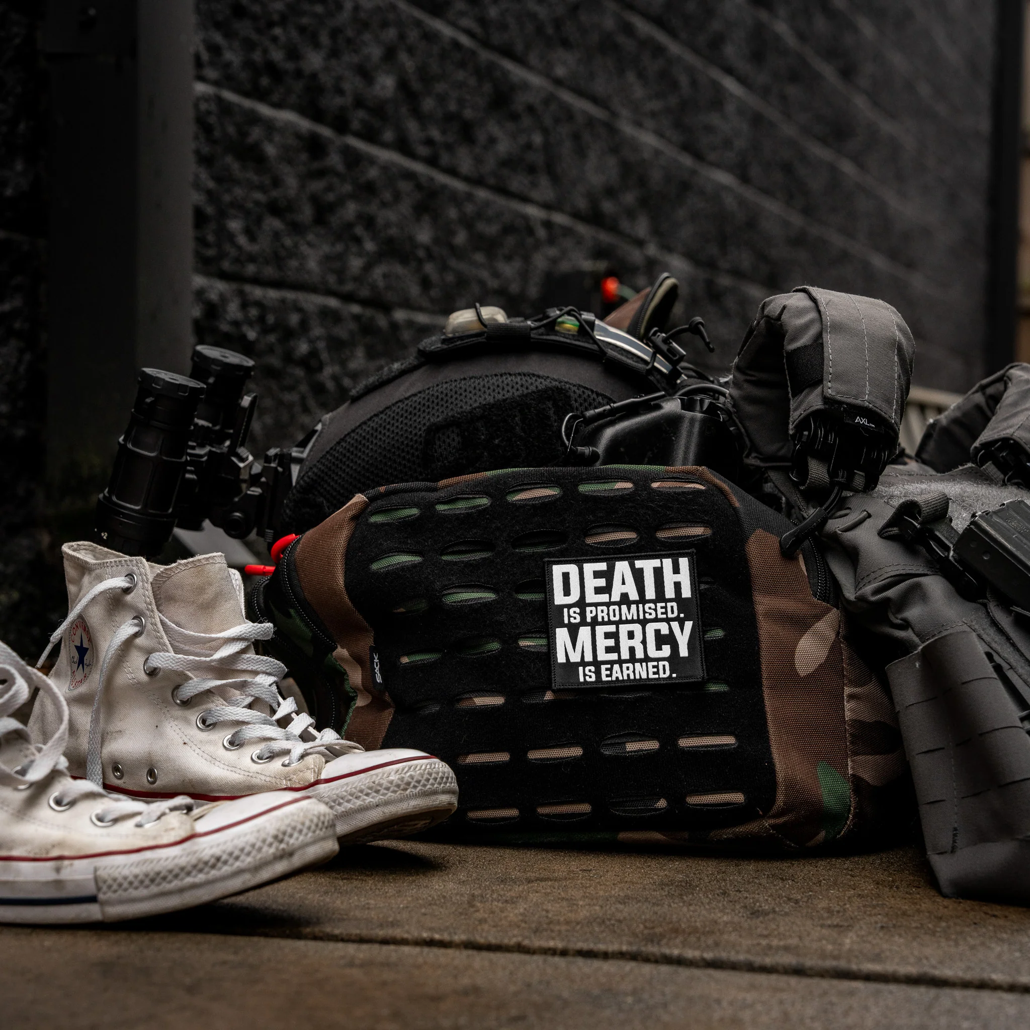 Death Is Promised. Mercy Is Earned Velcro Patch - Image 3