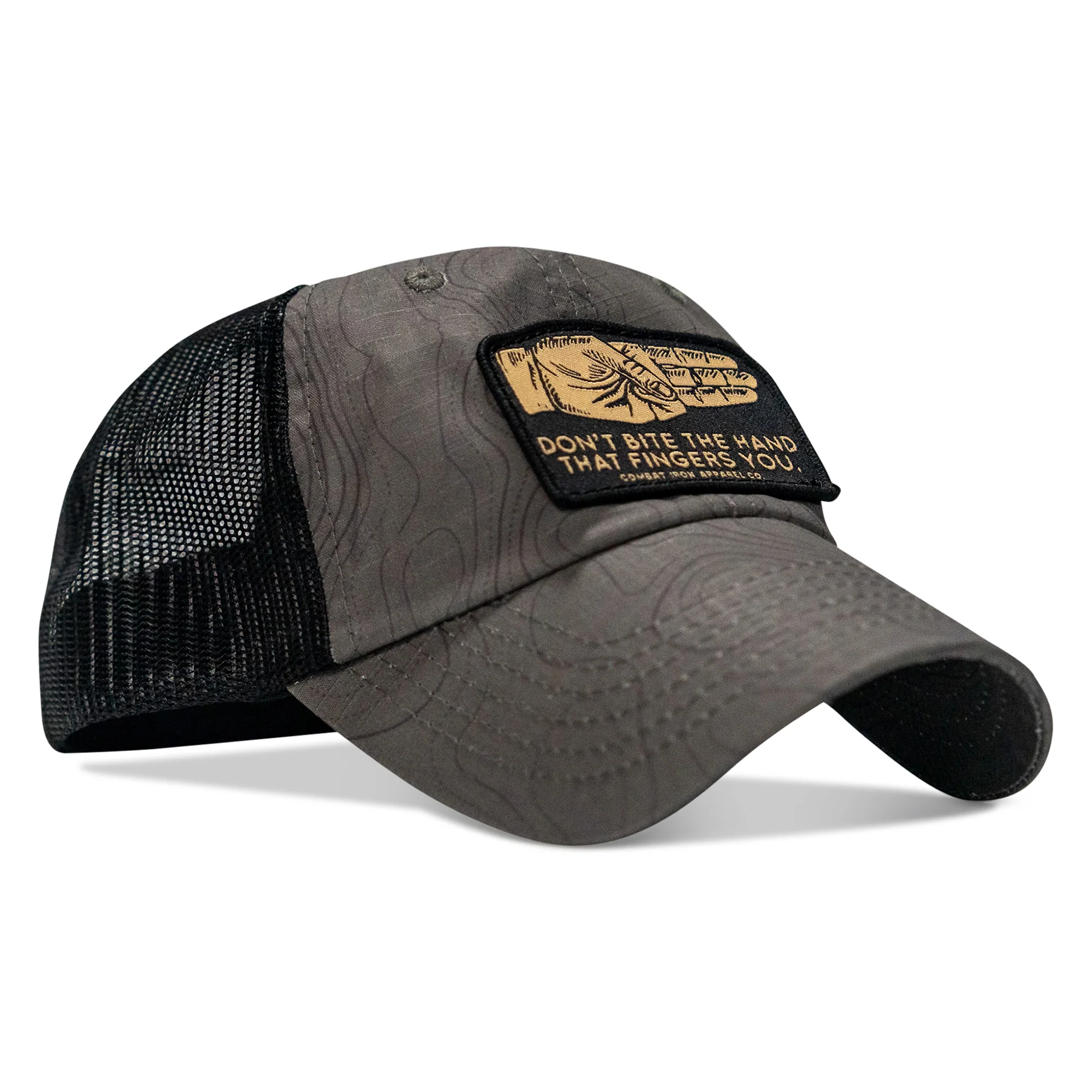 Don't Bite The Hand That Fingers You Patch Tactical Ripstop Mesh Snapback Hat - Image 9