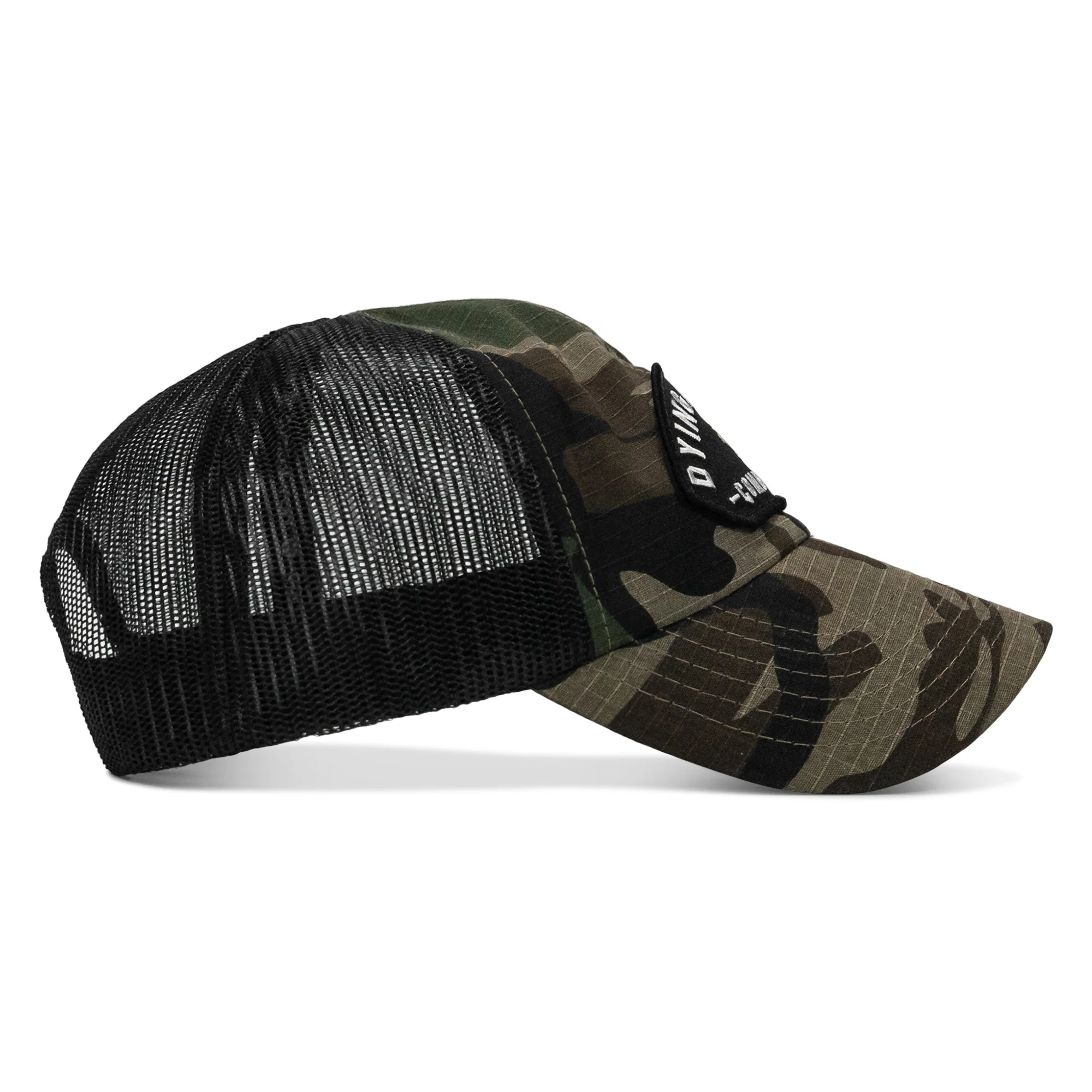 Dying Is Easy Arched Patch Tactical Ripstop Mesh Snapback Hat - Image 9