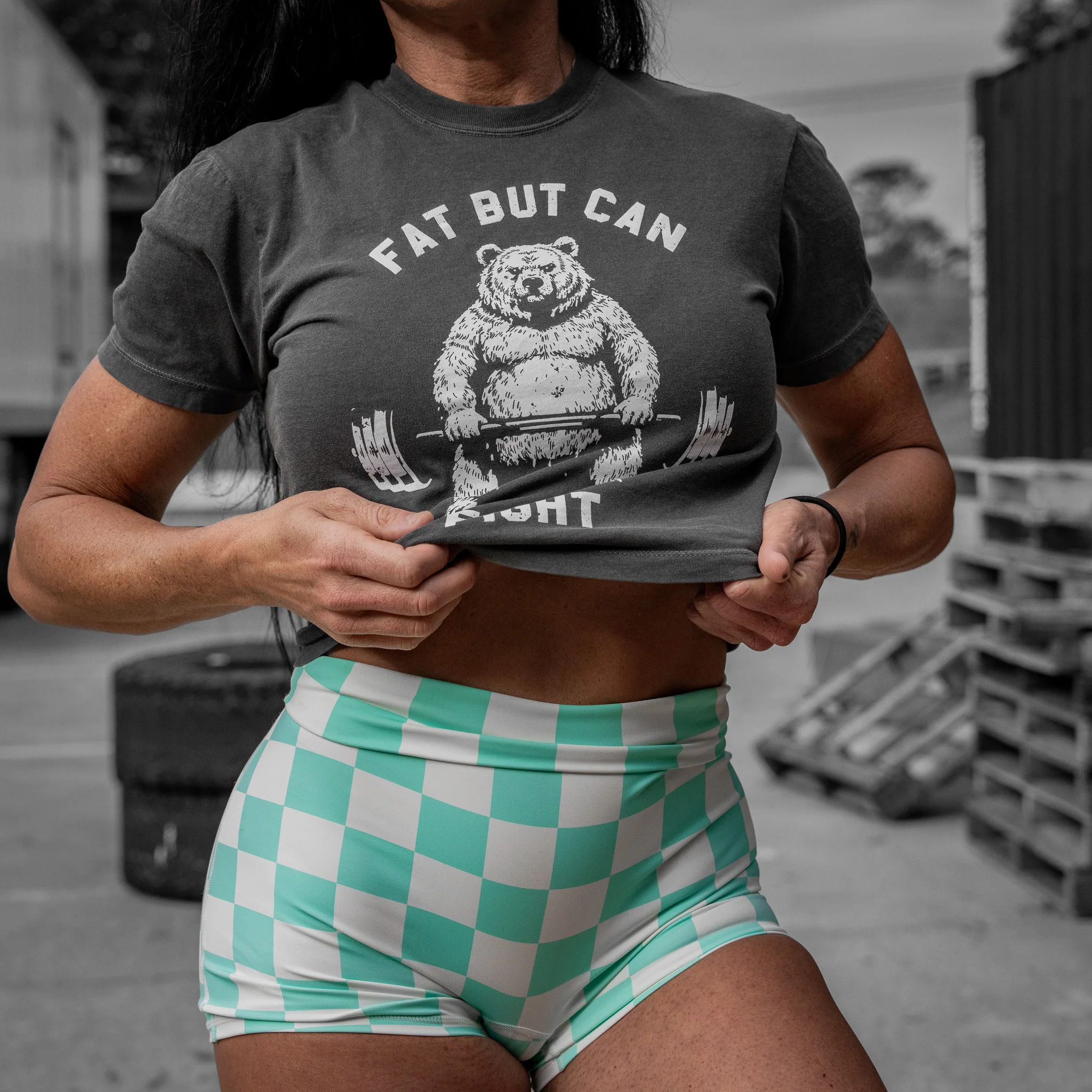 Fat But Can Fight Women's Heavyweight Crop Tee - Image 17