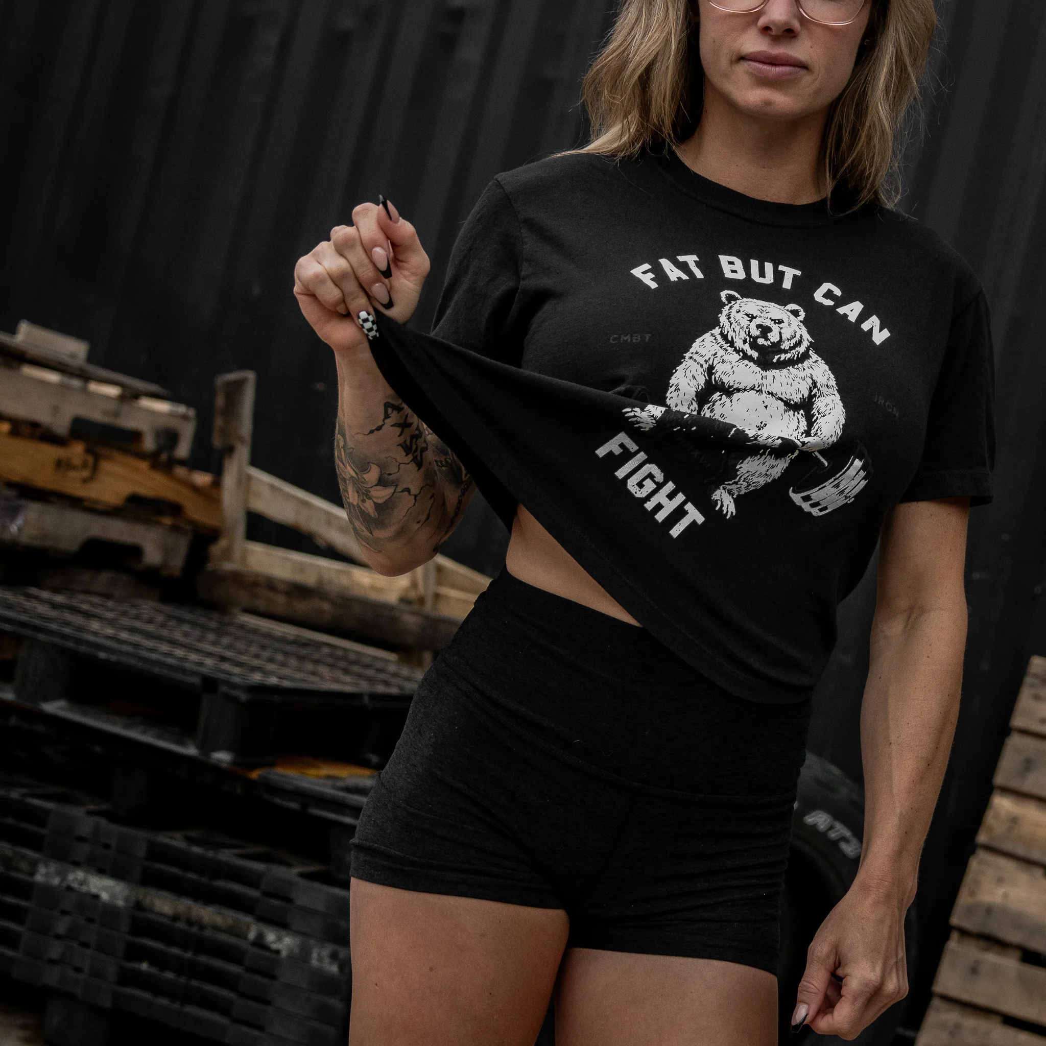 Fat But Can Fight Women's Heavyweight Crop Tee - Image 4