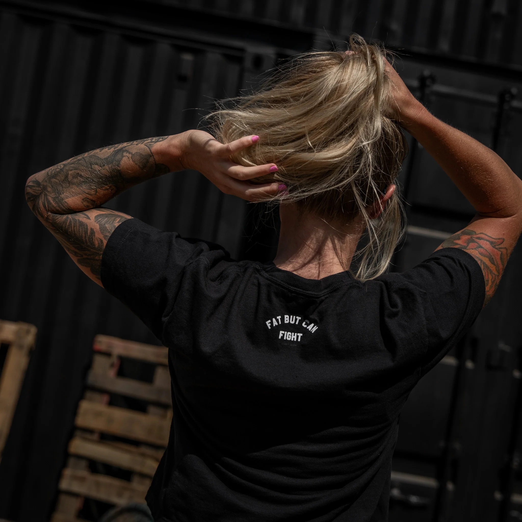 Fat But Can Fight Women's Heavyweight Crop Tee - Image 9