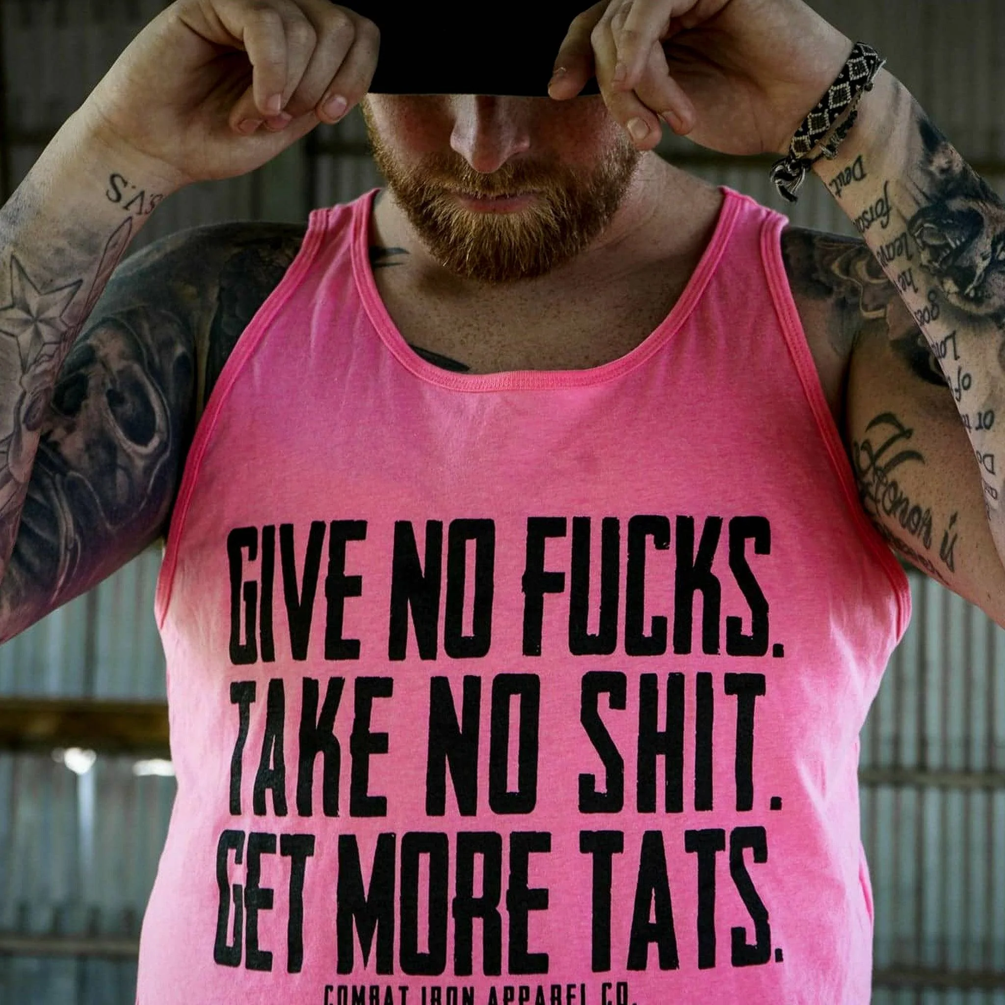 Give No Fucks. Take No Shit. Get More Tat's. Men's Tank - Image 3
