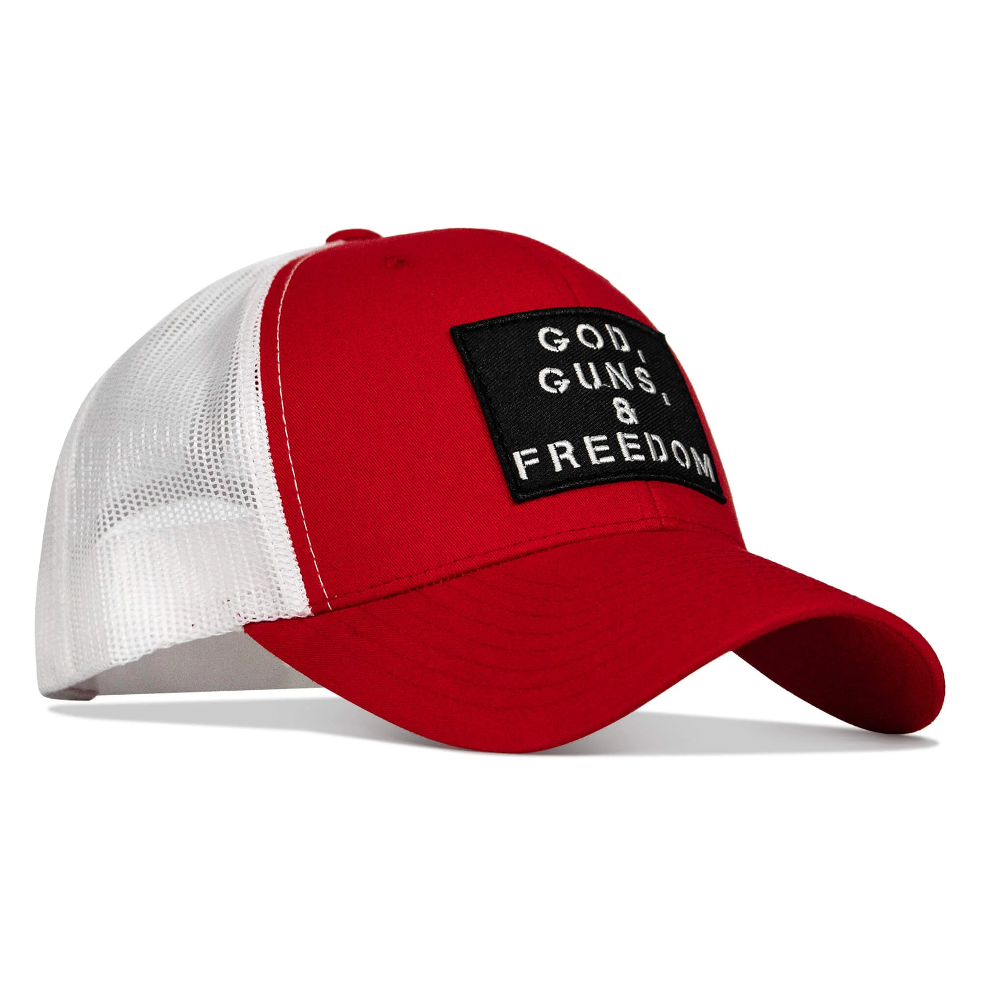 God, Guns, And Freedom Patch Mid-Profile Mesh Snapback Hat - Image 5