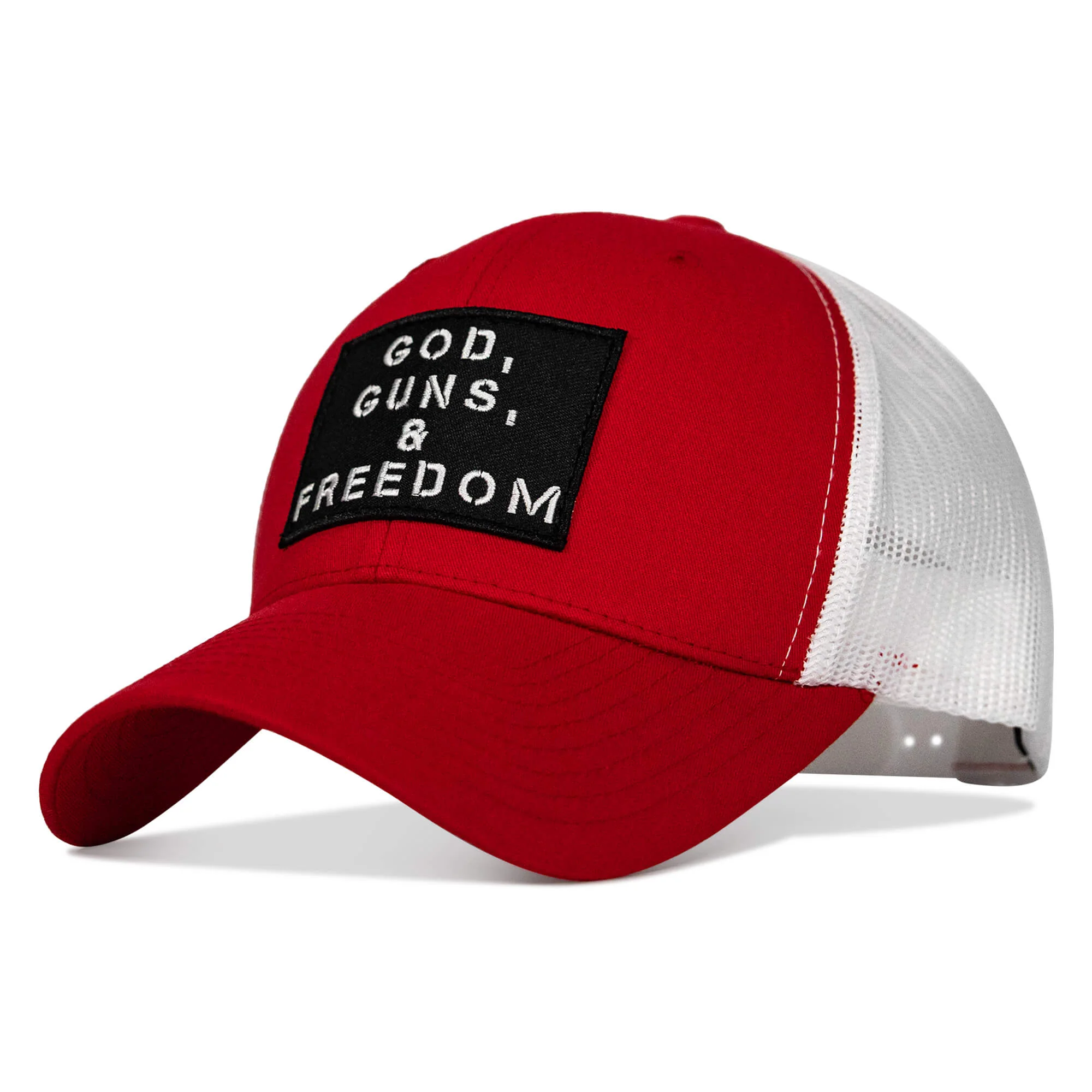 God, Guns, And Freedom Patch Mid-Profile Mesh Snapback Hat - Image 8