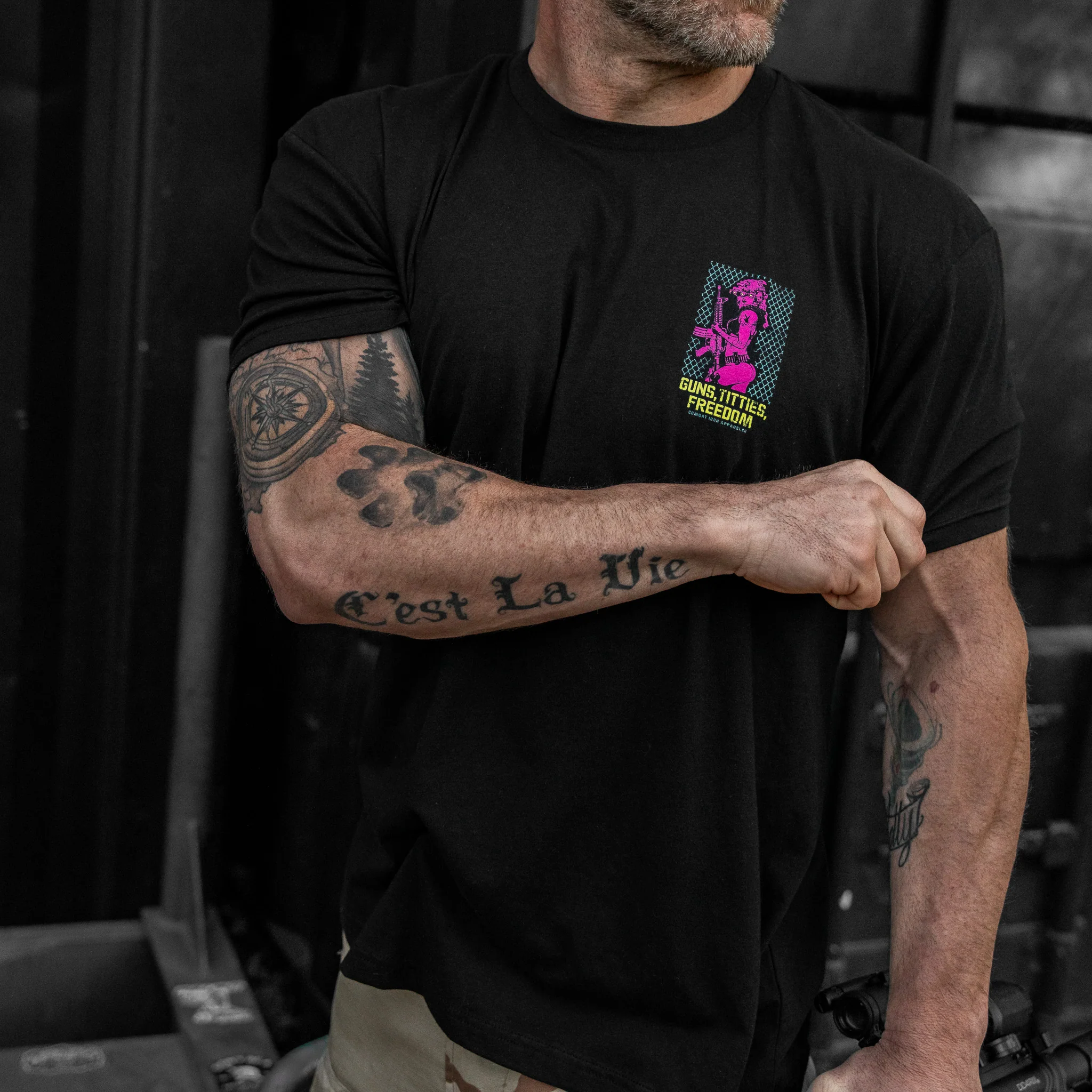Guns, Titties, Freedom: Tactical Temptation Men's T-Shirt - Image 4