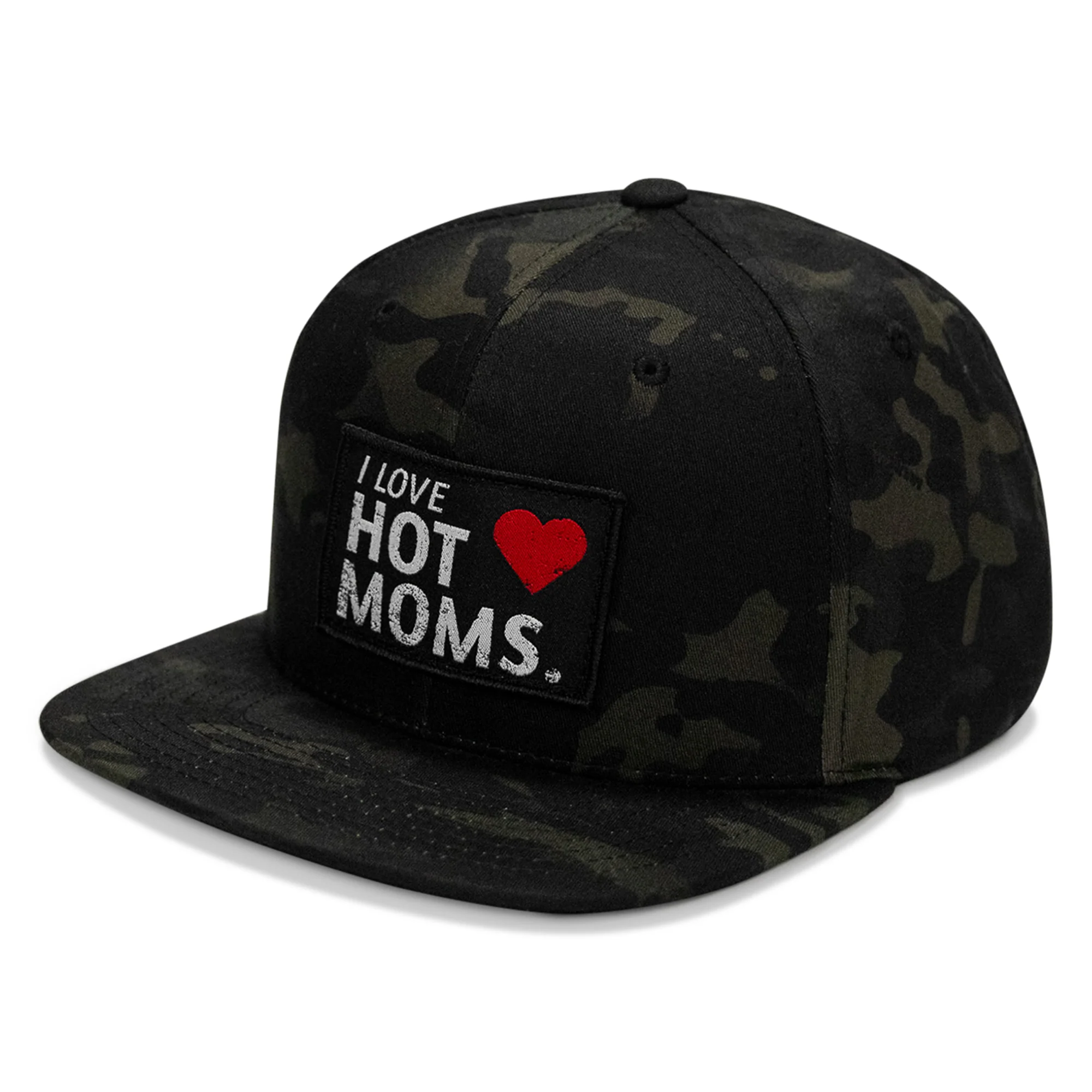 I Love Hot Moms Patch Flatbill Snapback Hat - Image 2