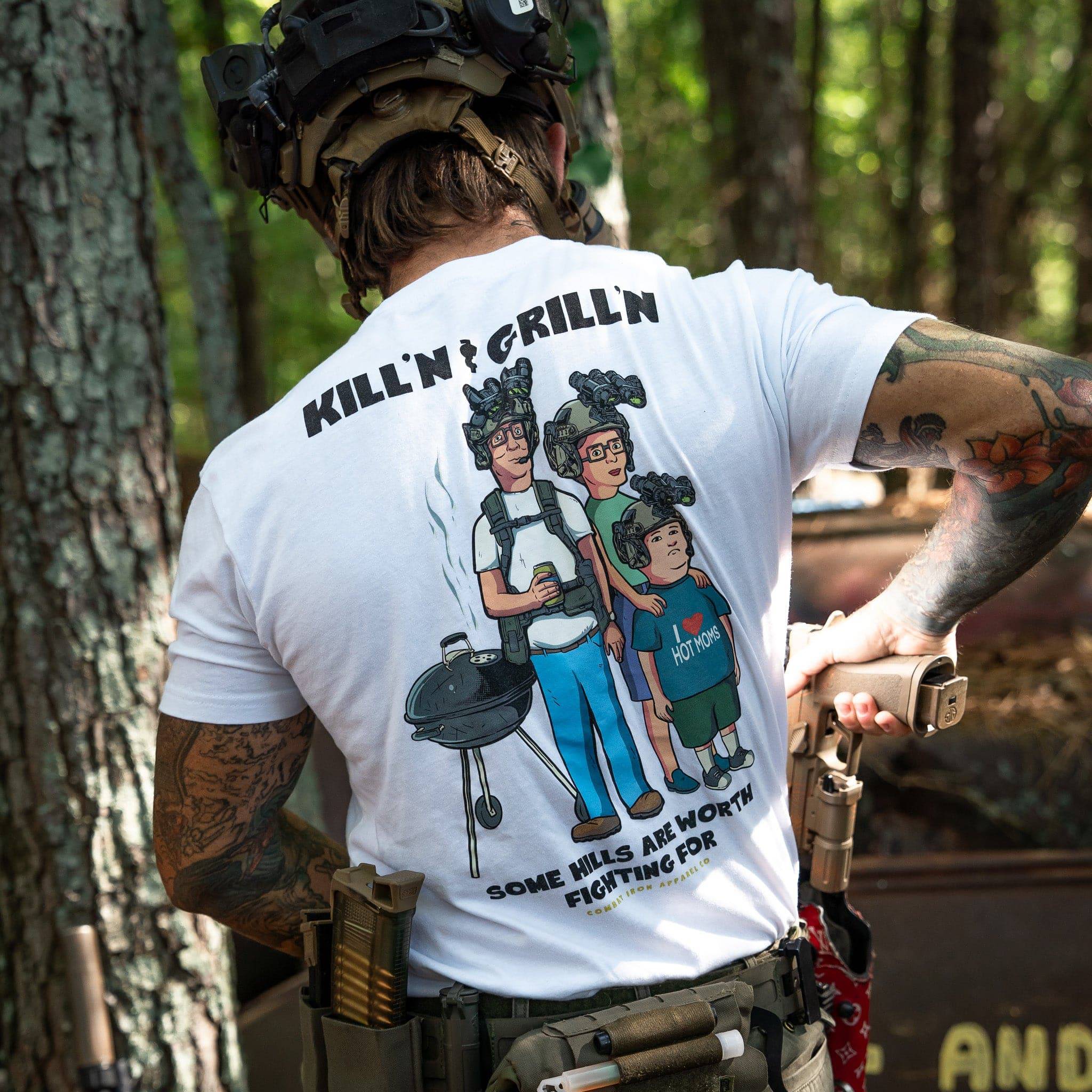 Kill'n & Grill'n | Some Hills Are Worth Fighting For Men's T-Shirt - Image 4