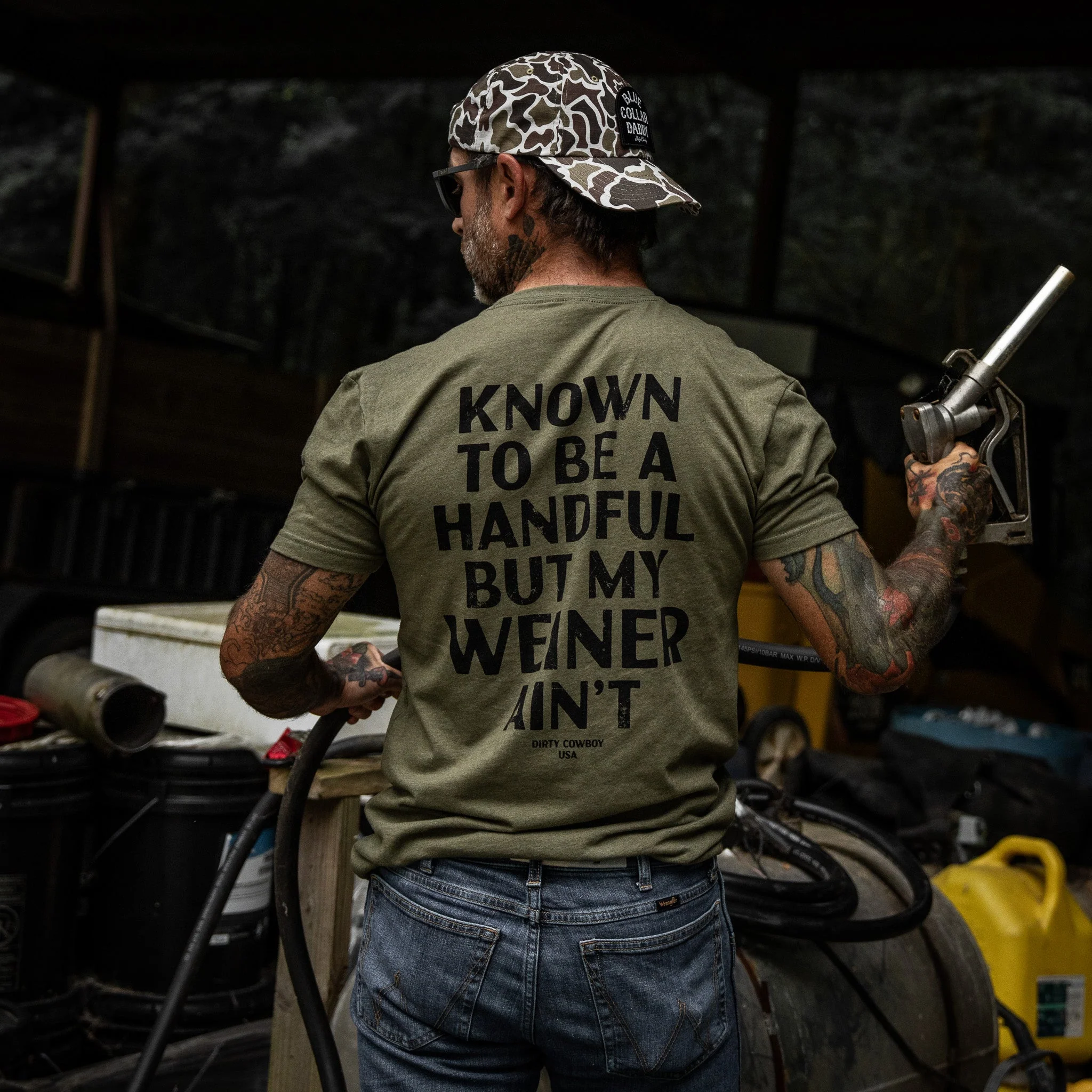 Known To Be A Handful. But My Weiner Ain't  Men's T-Shirt - Image 4