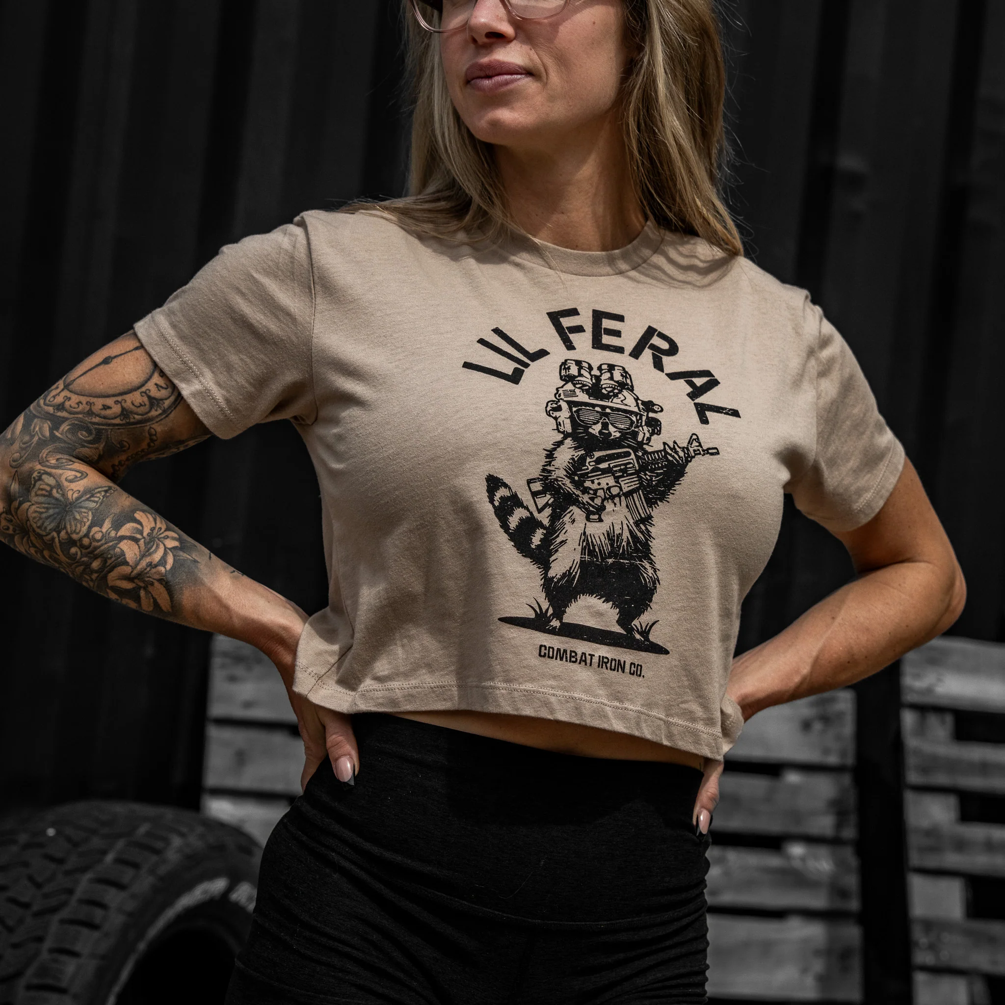 Lil Feral Raccoon Women's Crop T-Shirt - Image 3