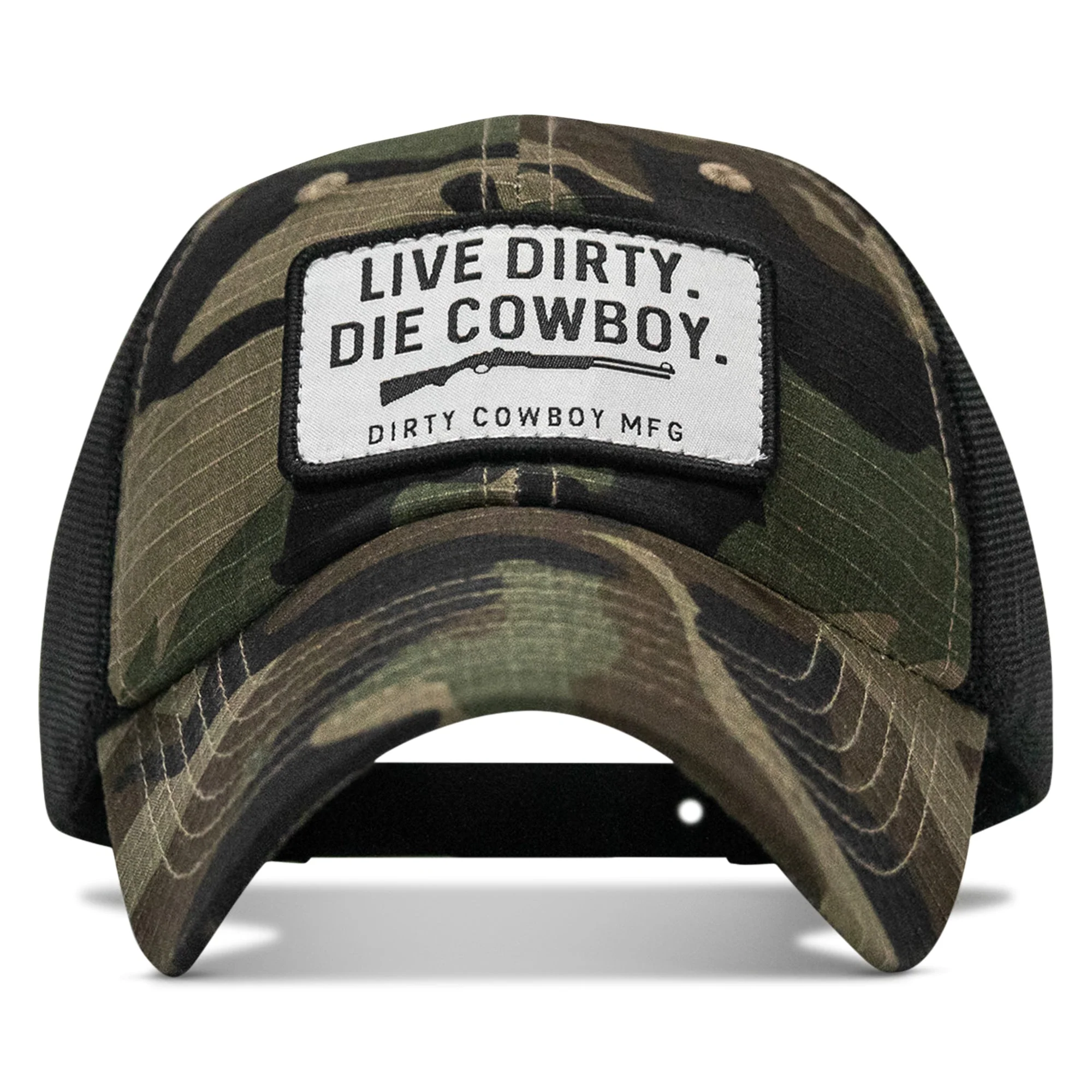 Live Dirty. Die Cowboy Patch Tactical Ripstop Mesh Snapback Hat - Image 10