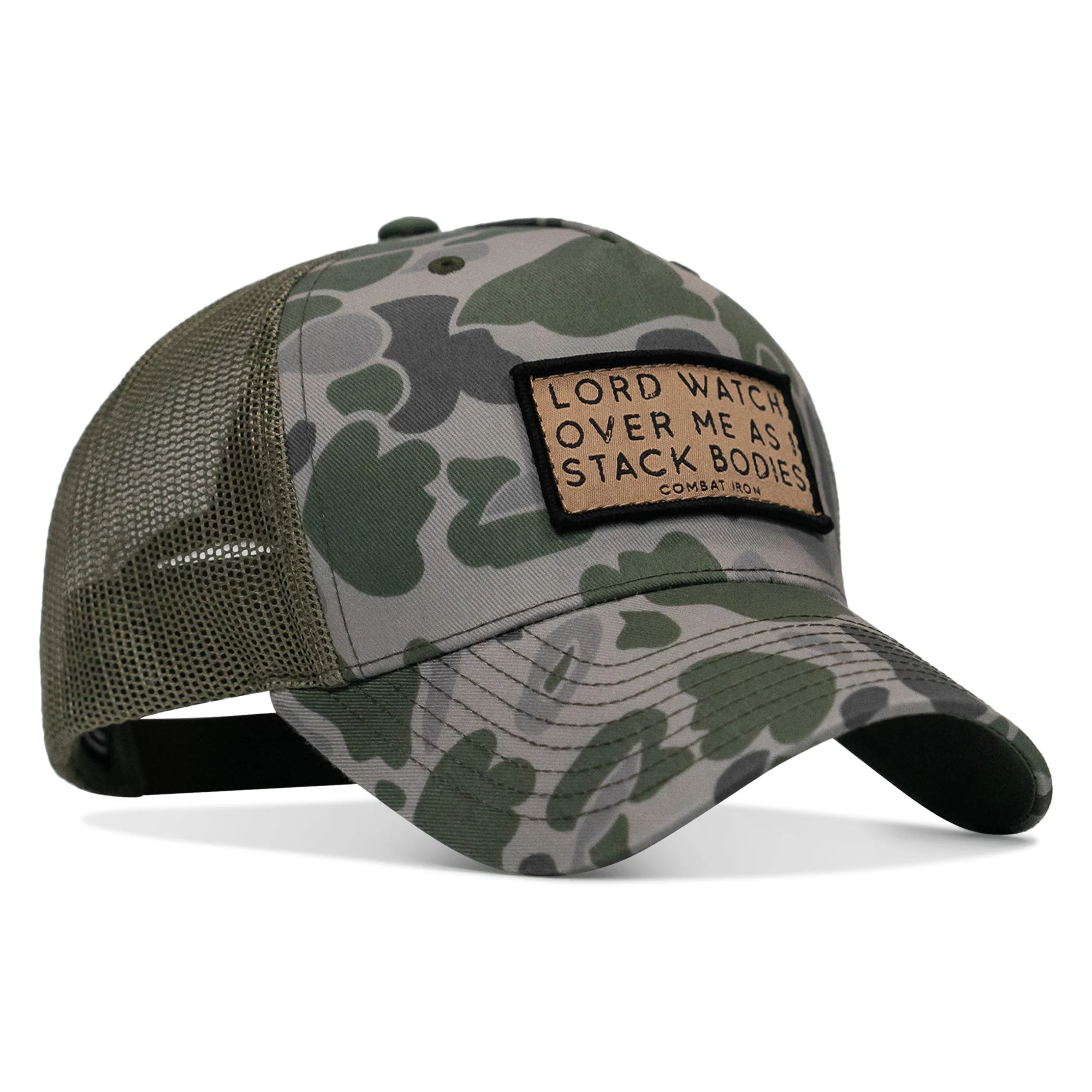 Lord Watch Over Me As I Stack Bodies Tan Patch Snapback Hat - Image 7