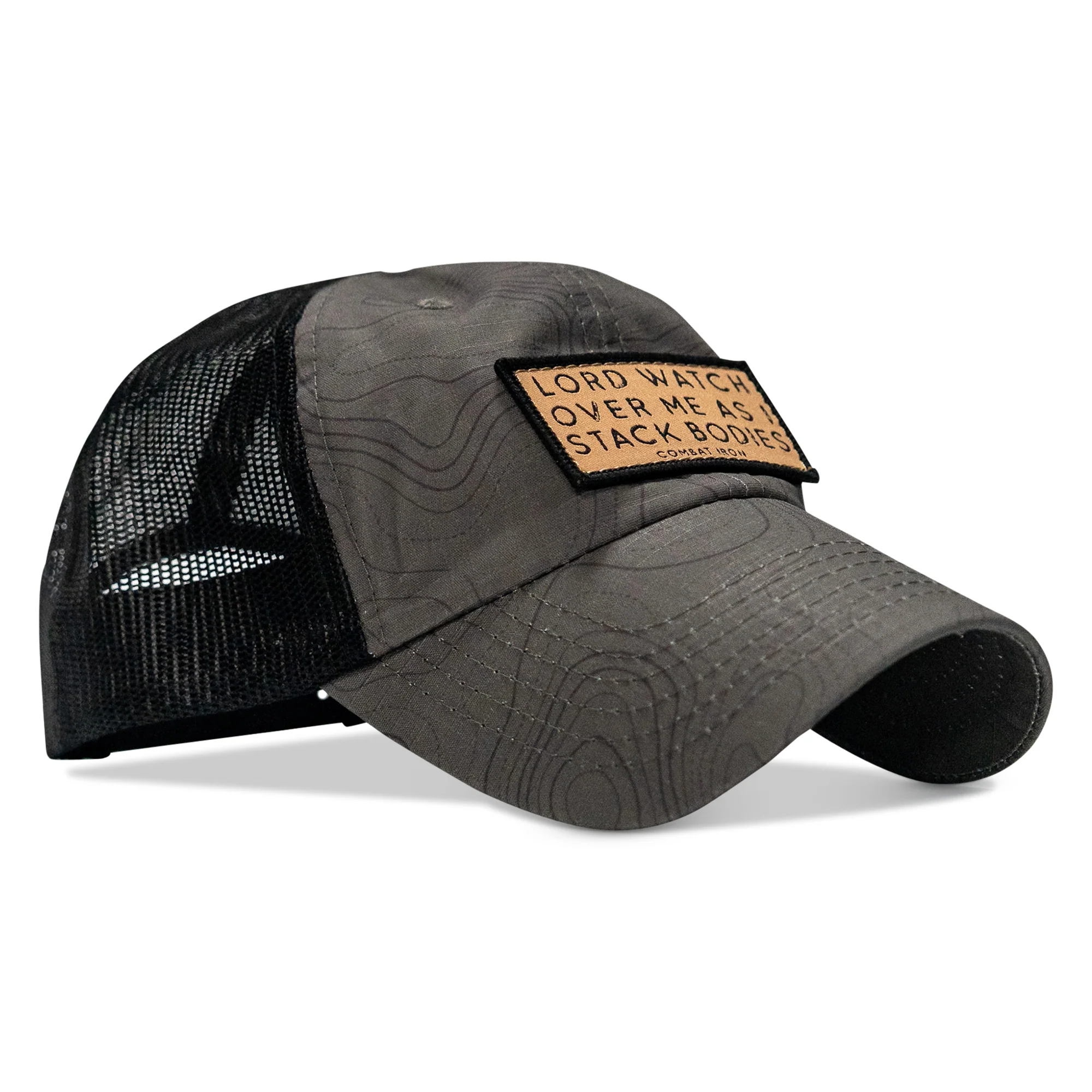 Lord Watch Over Me As I Stack Bodies Tan Patch Tactical Ripstop Mesh Snapback Hat - Image 14