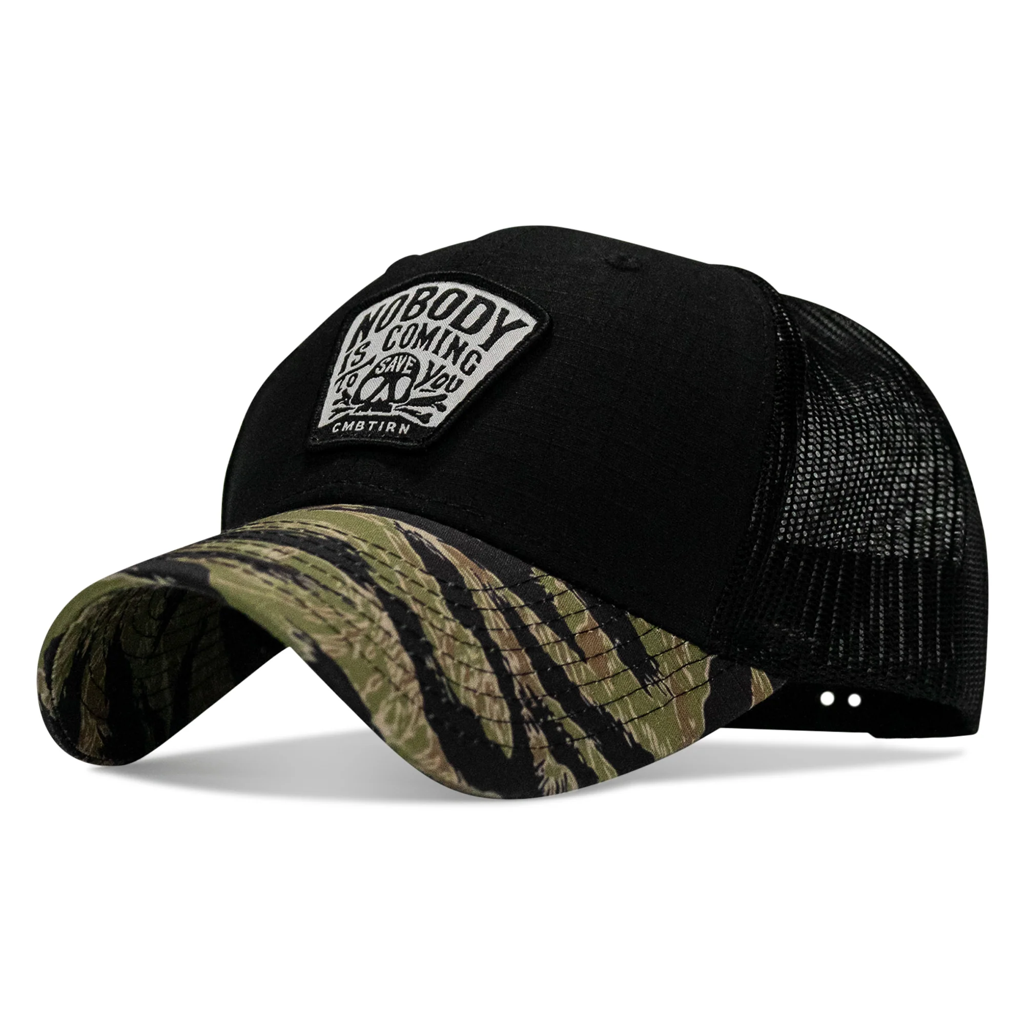 Nobody Is Coming To Save You Skull Patch Original Ripstop Snapback Hat - Image 10