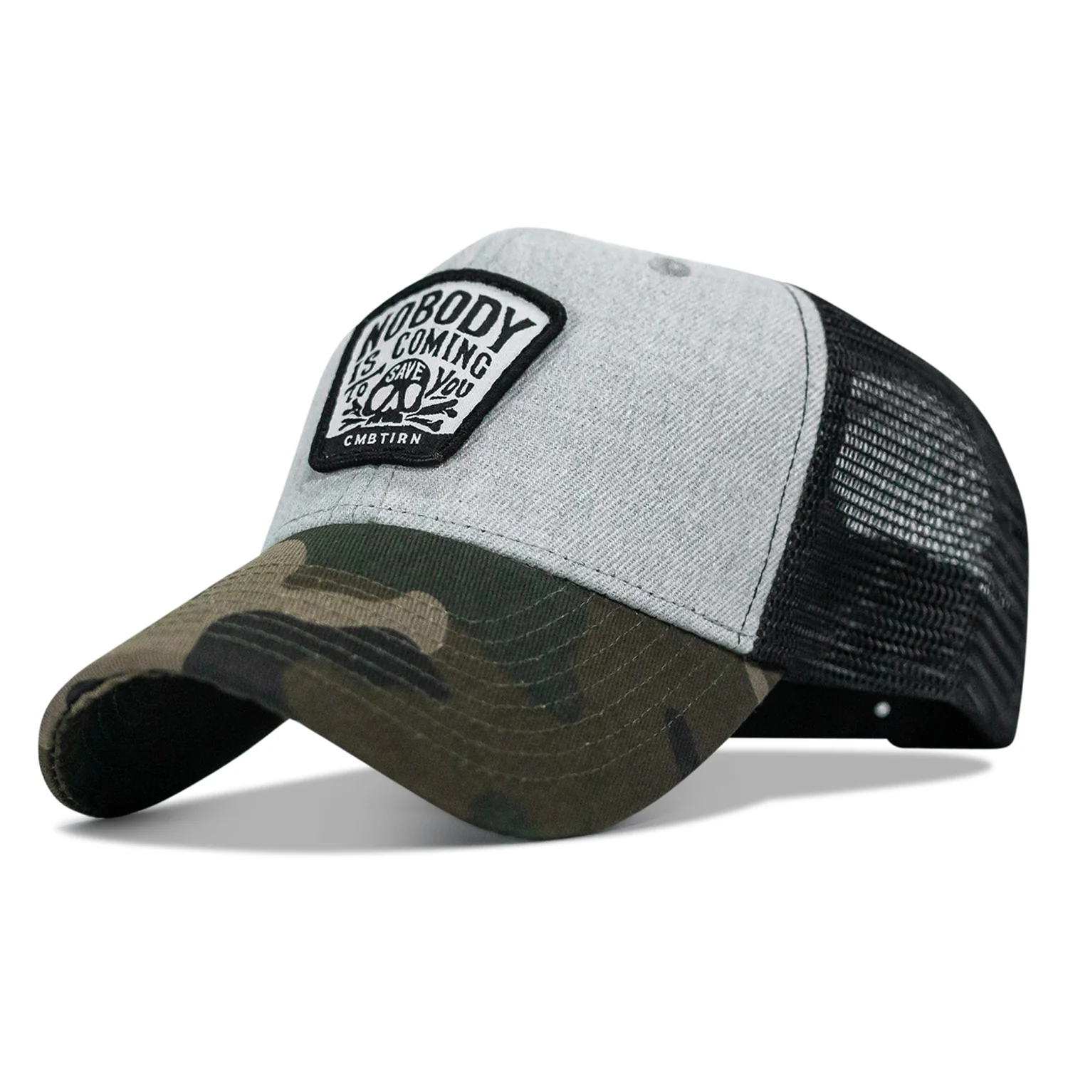 Nobody Is Coming To Save You Skull Patch Original Ripstop Snapback Hat - Image 16