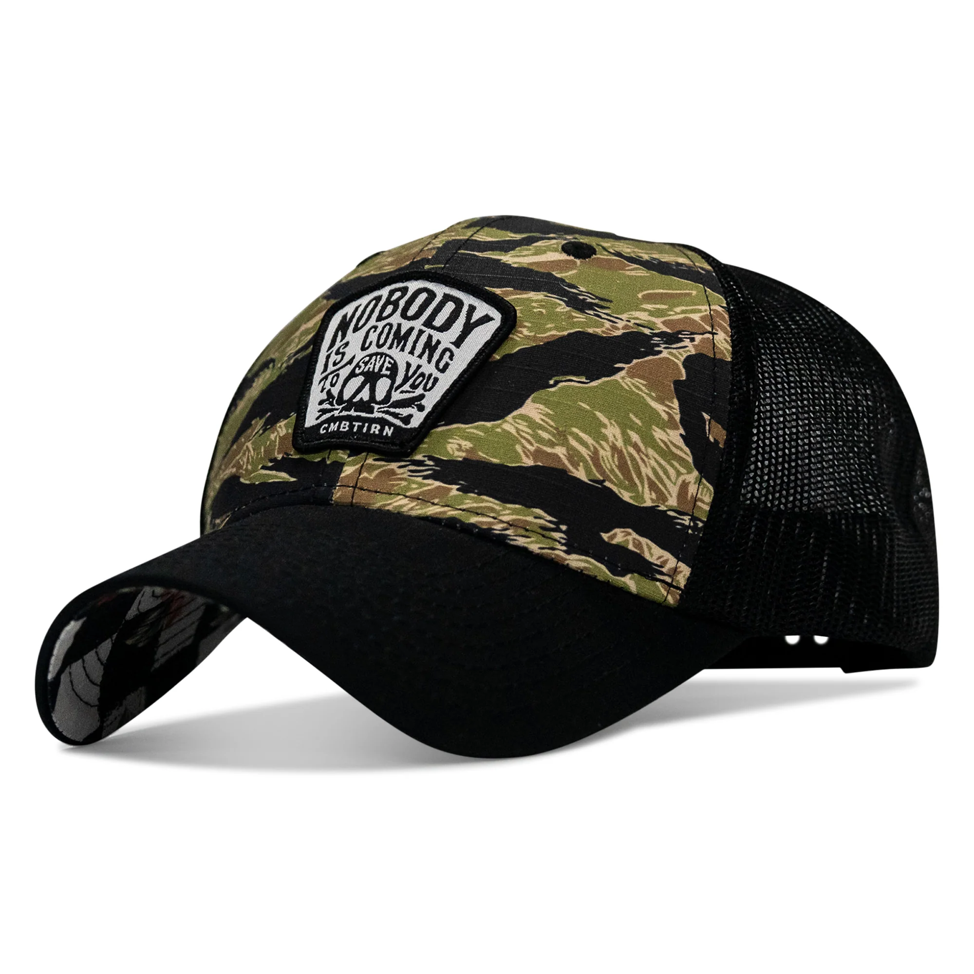 Nobody Is Coming To Save You Skull Patch Original Ripstop Snapback Hat - Image 3