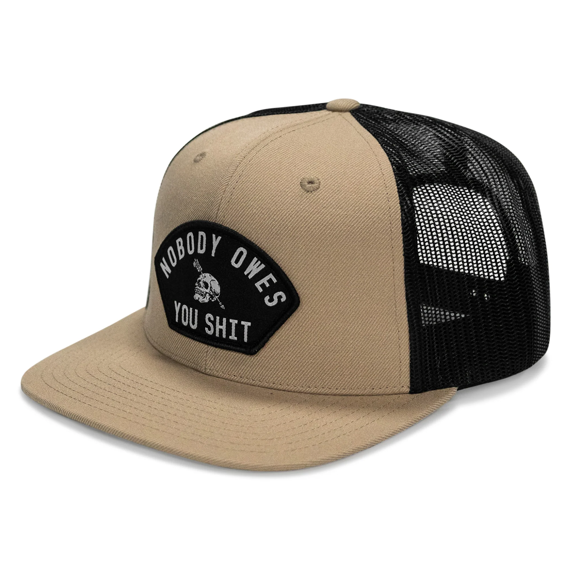 Nobody Owes You Shit Arched Patch Flatbill SnapBack Hat - Image 10