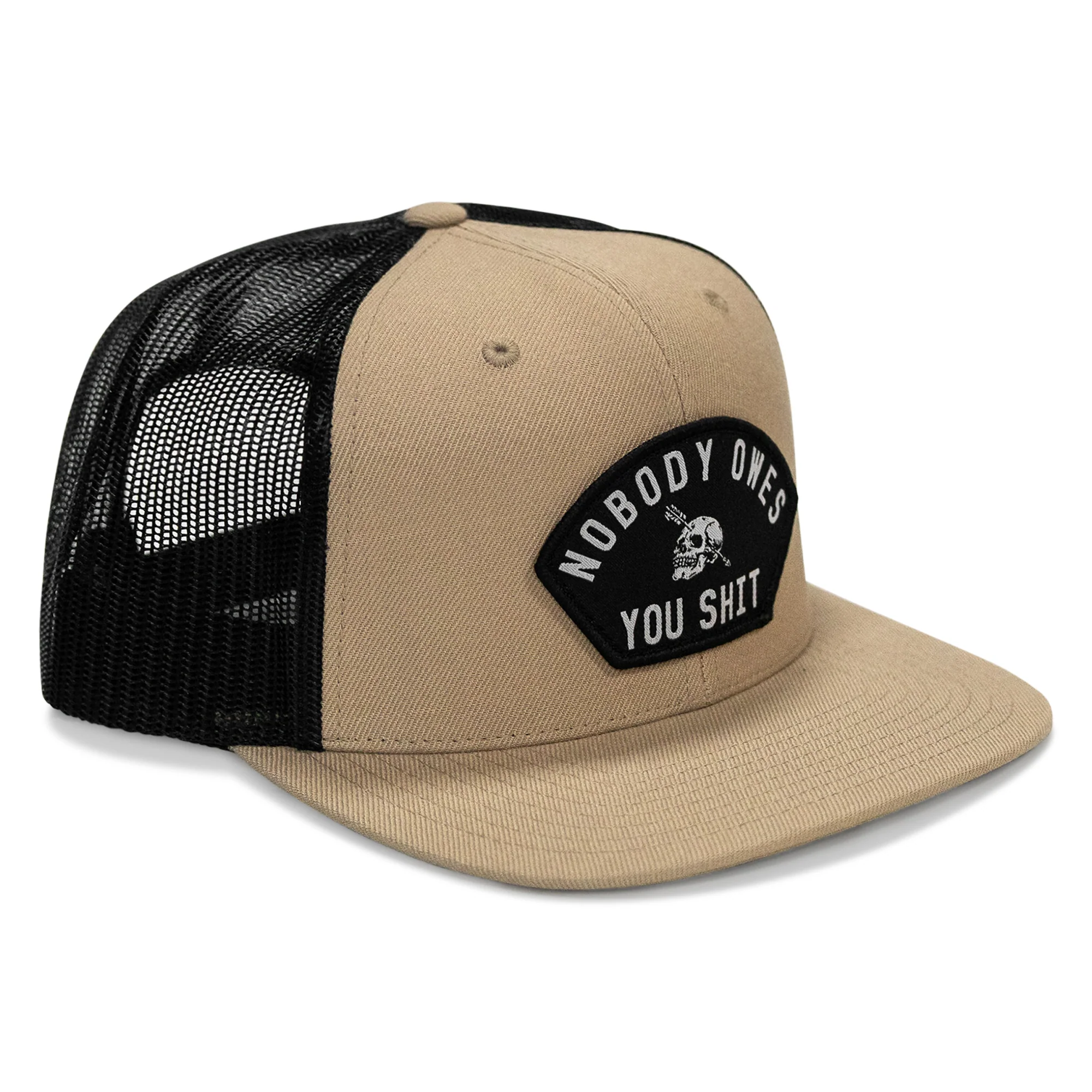 Nobody Owes You Shit Arched Patch Flatbill SnapBack Hat - Image 11