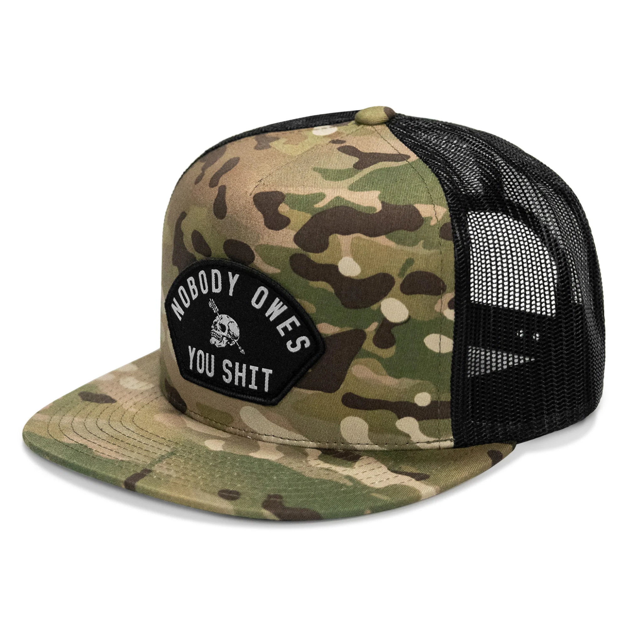 Nobody Owes You Shit Arched Patch Flatbill SnapBack Hat - Image 15