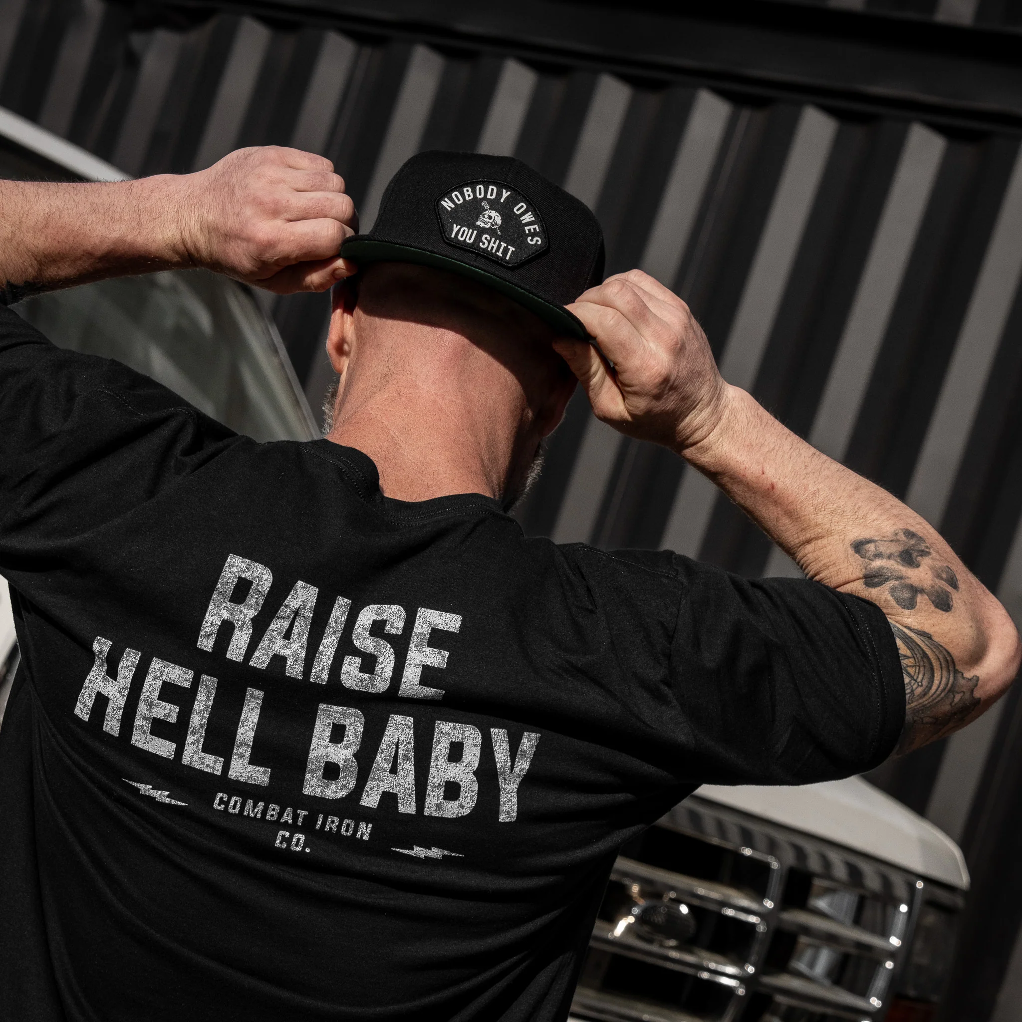 Nobody Owes You Shit Arched Patch Flatbill SnapBack Hat - Image 24