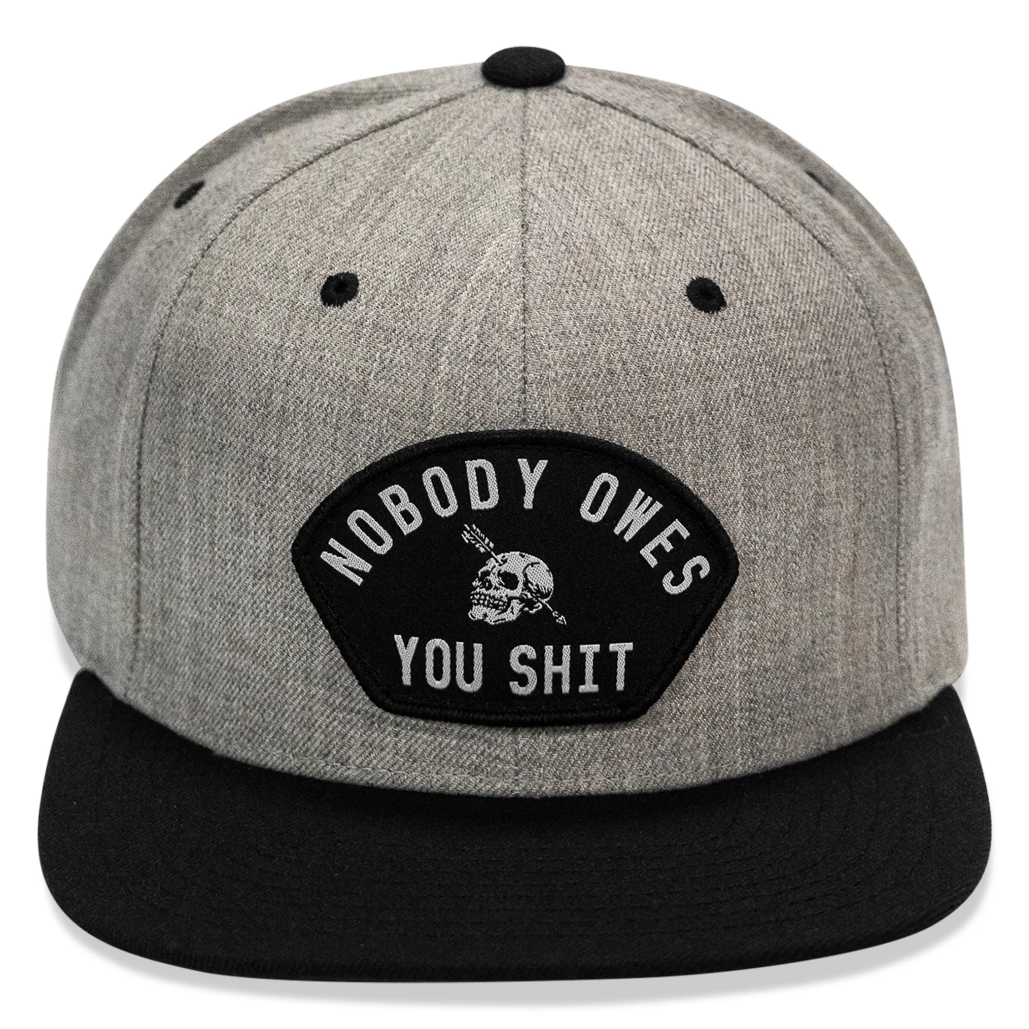 Nobody Owes You Shit Arched Patch Flatbill SnapBack Hat - Image 28