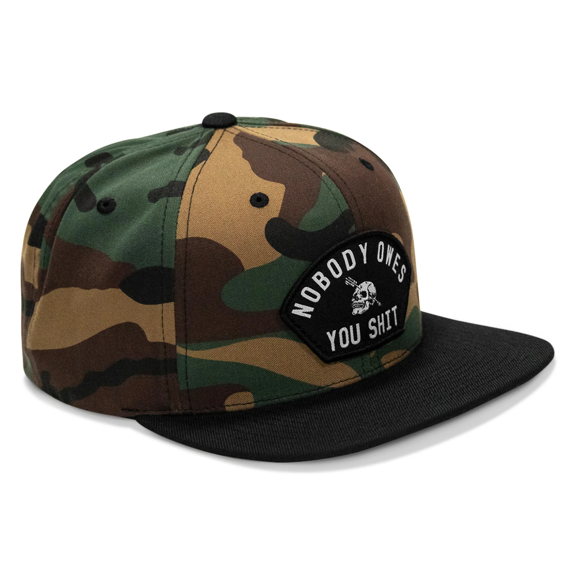 Nobody Owes You Shit Arched Patch Flatbill SnapBack Hat - Image 35