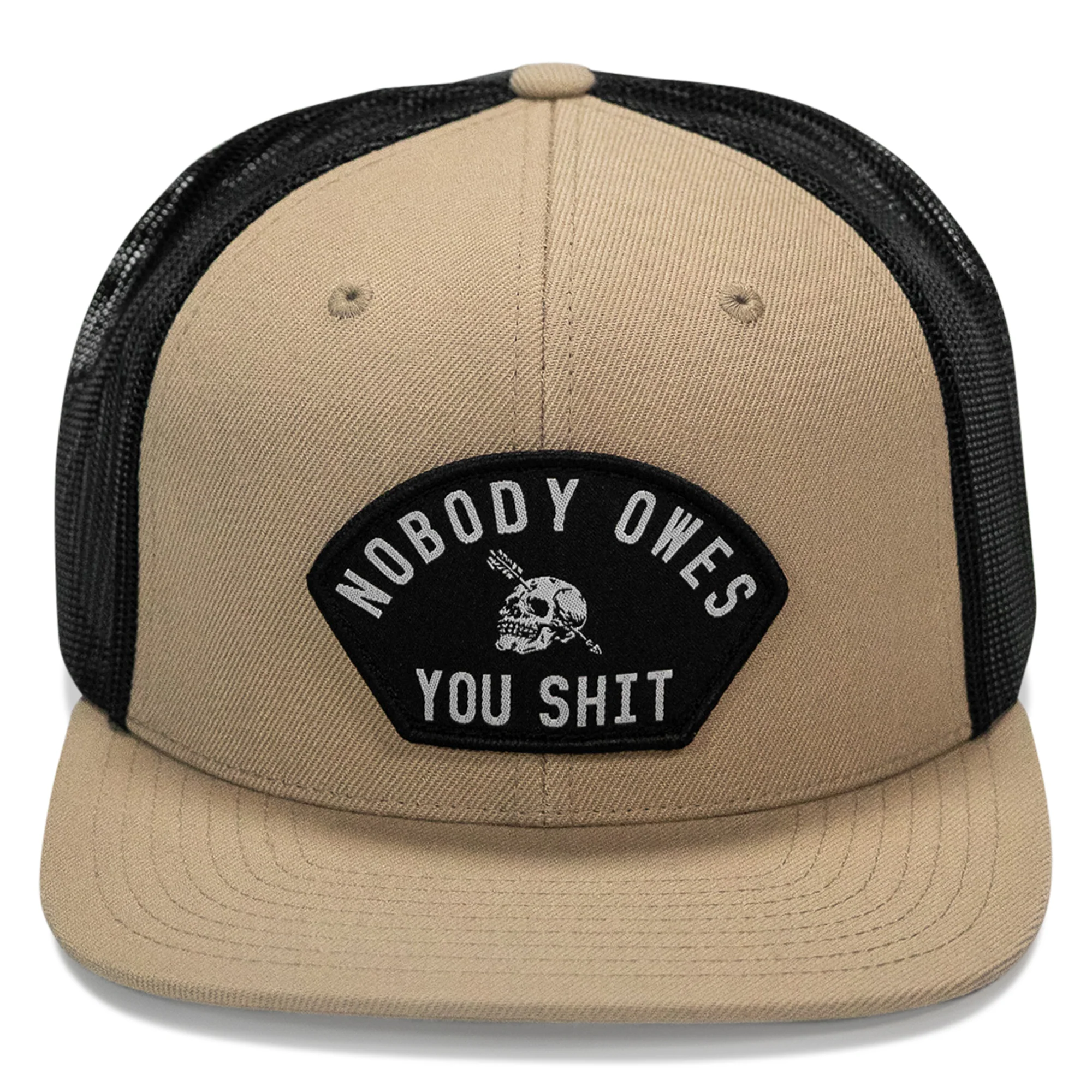 Nobody Owes You Shit Arched Patch Flatbill SnapBack Hat - Image 9
