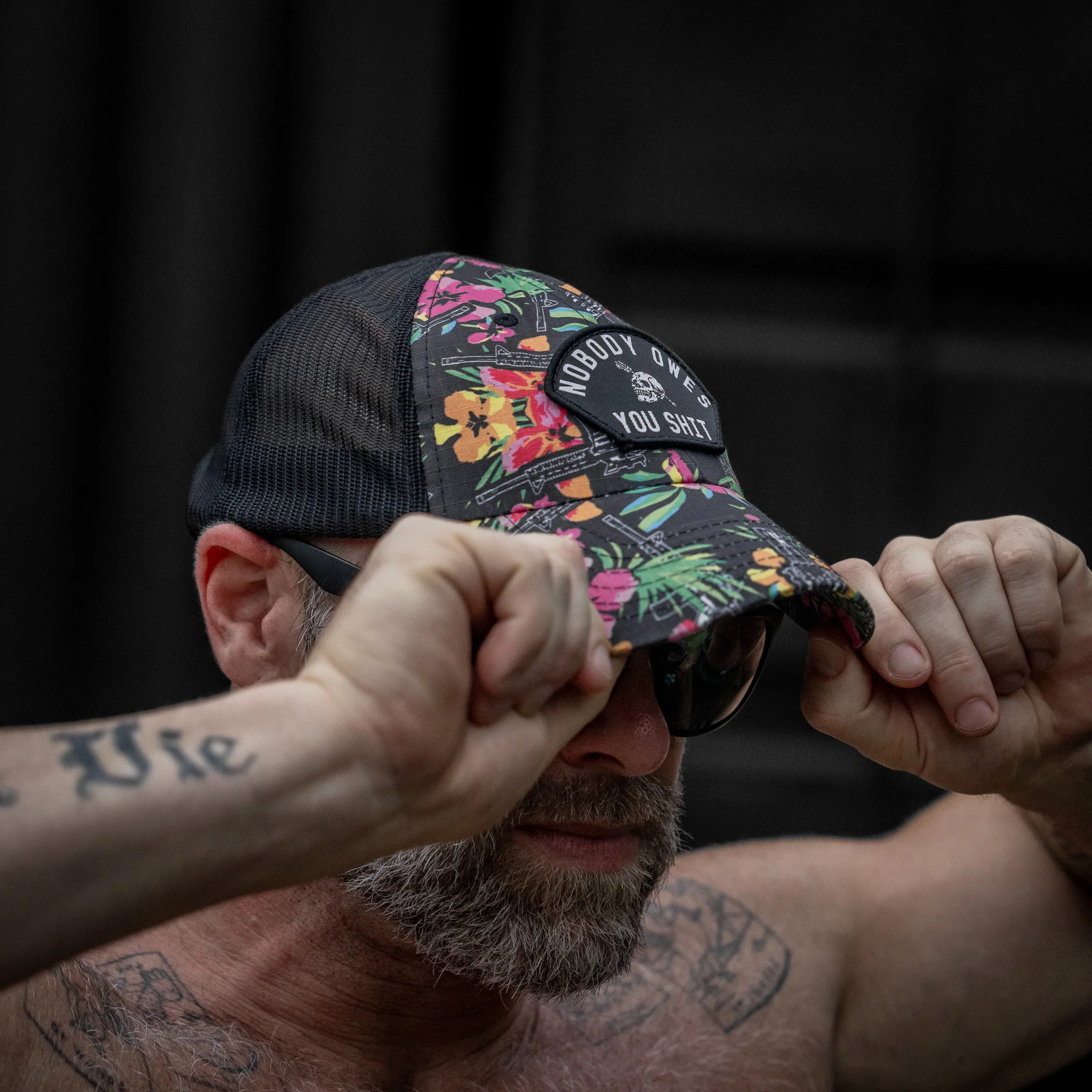Nobody Owes You Shit Arched Patch Tactical Ripstop Mesh Snapback Hat - Image 37