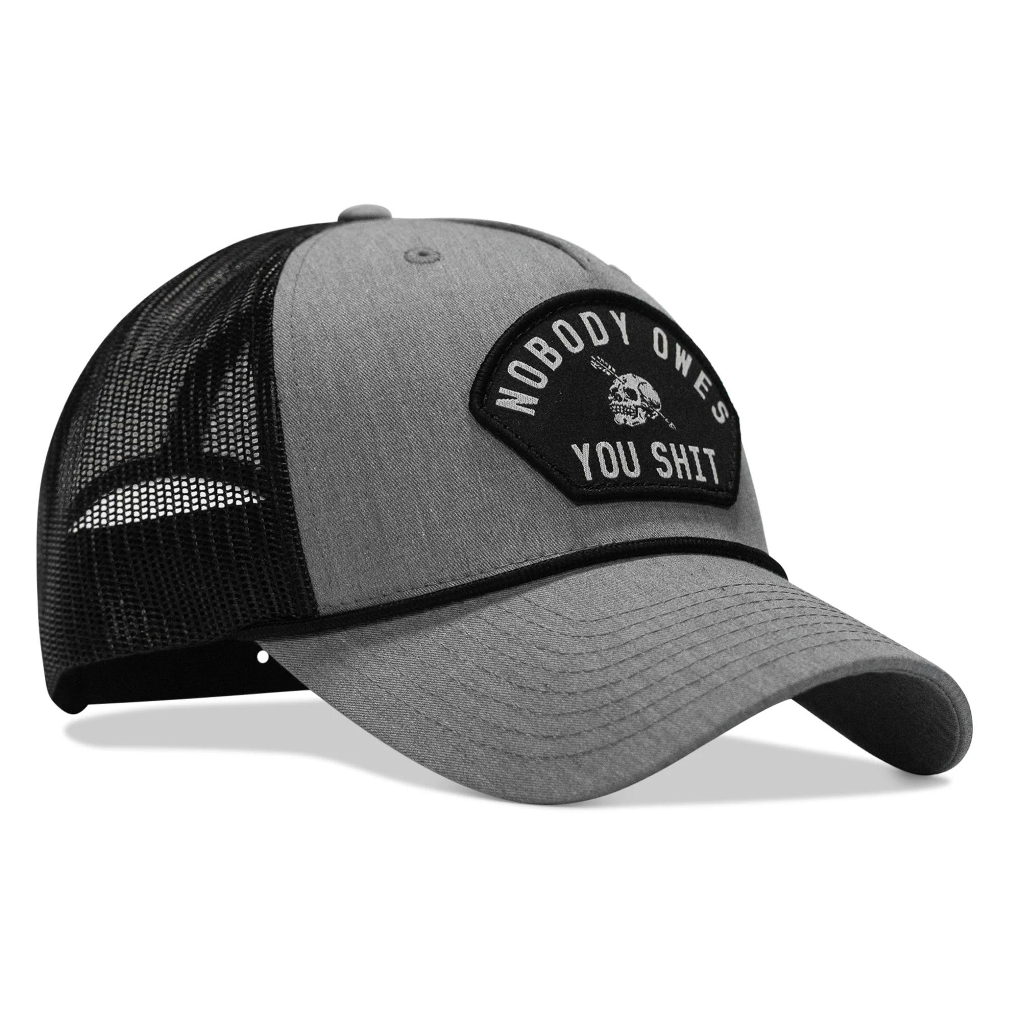 Nobody Owes You Shit Skull Arched Patch Rope Snapback - Image 12
