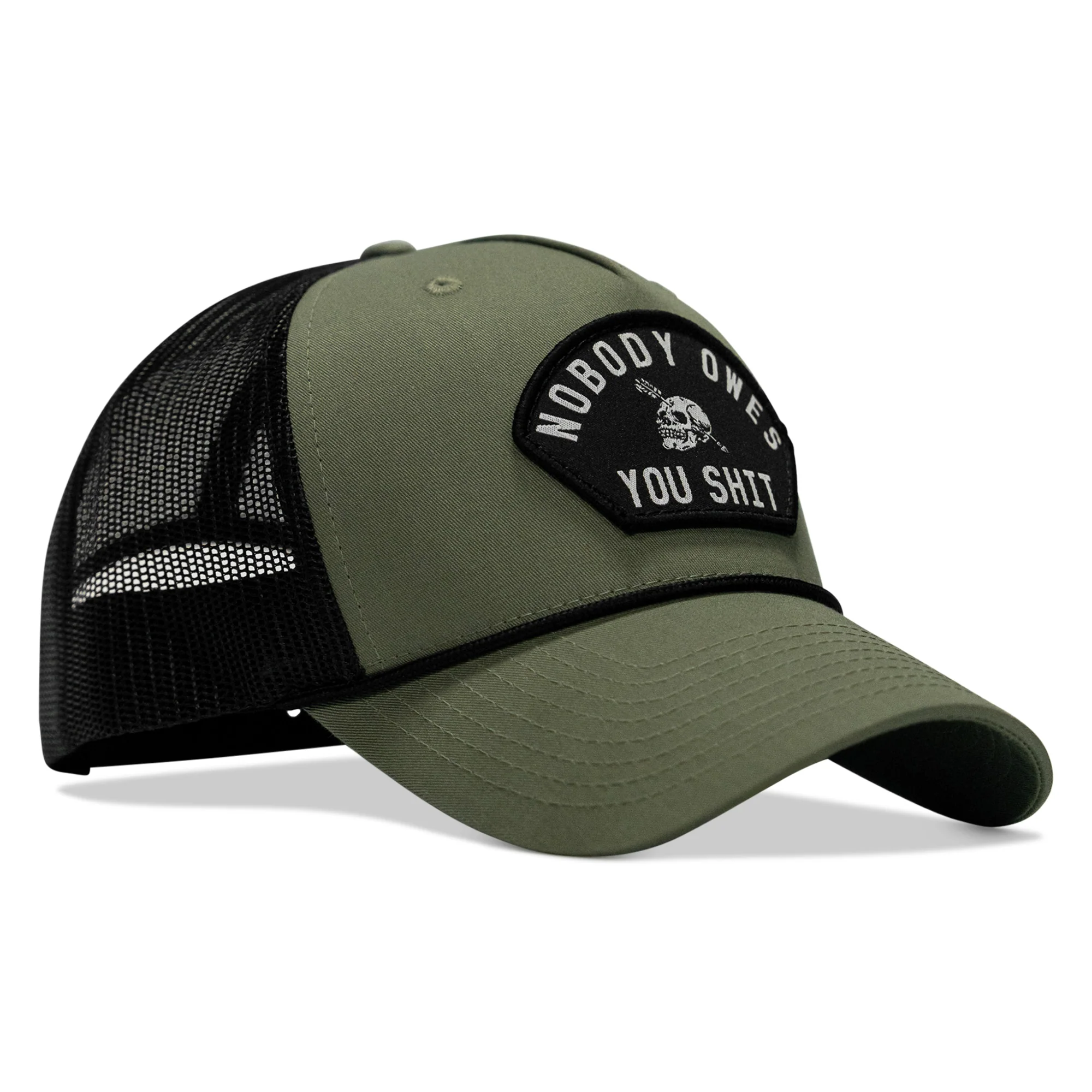 Nobody Owes You Shit Skull Arched Patch Rope Snapback - Image 17