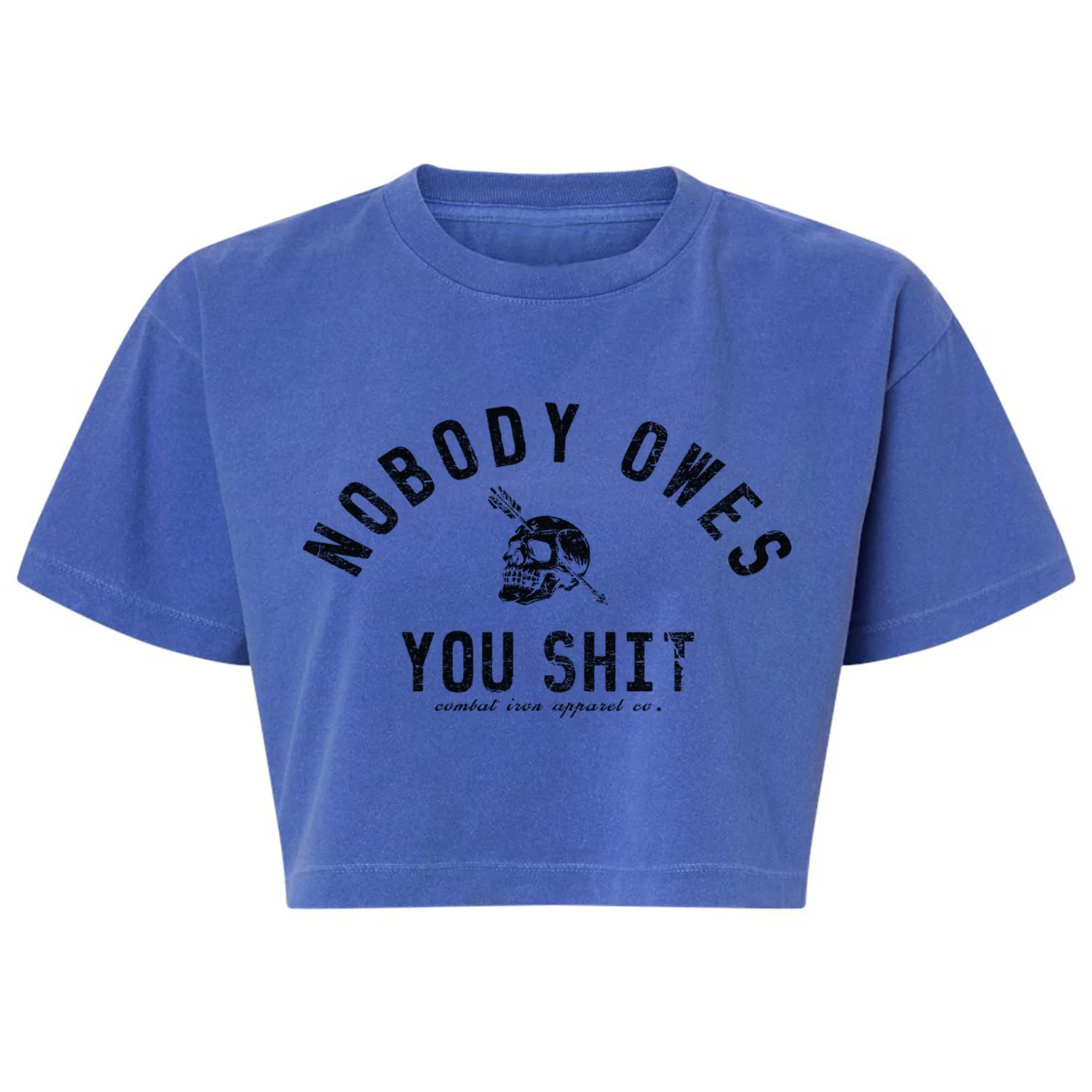 Nobody Owes You Shit Skull Women's Crop T-Shirt - Image 21
