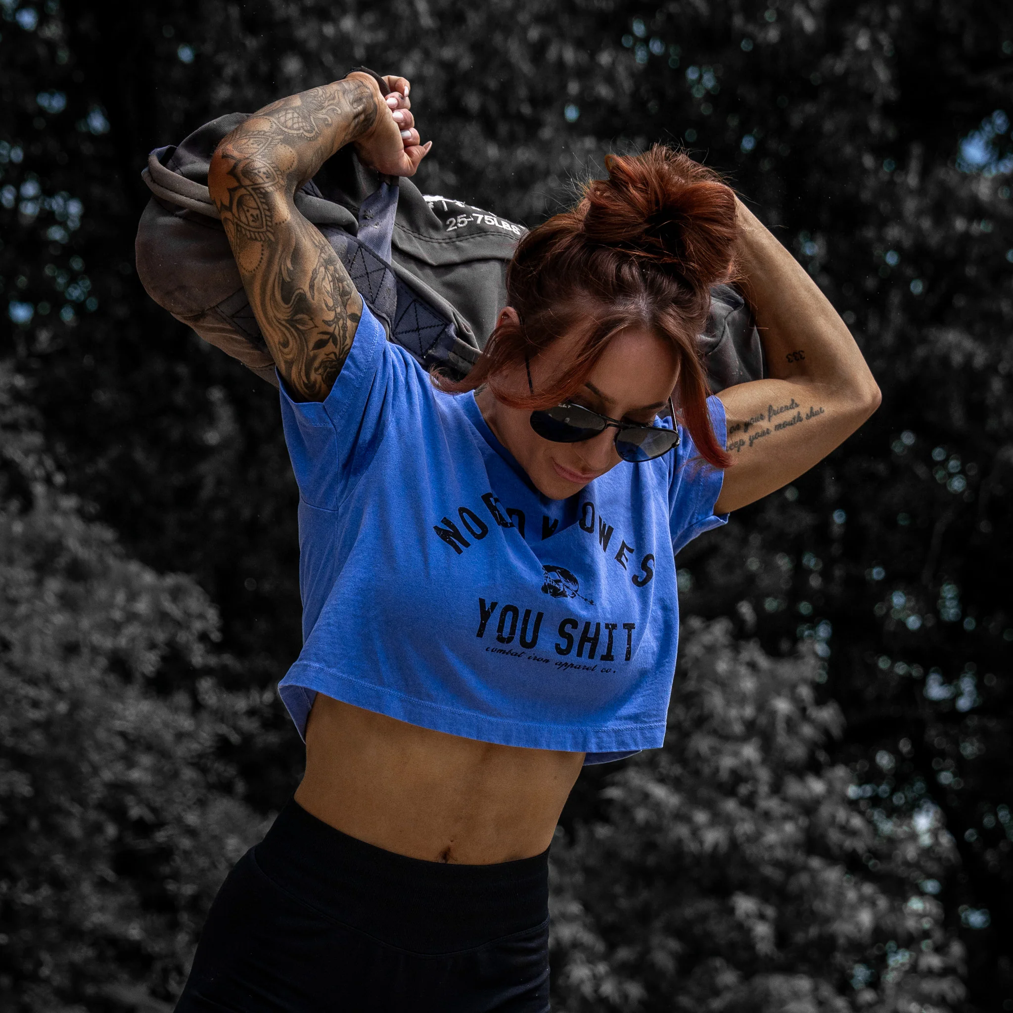 Nobody Owes You Shit Skull Women's Crop T-Shirt - Image 26