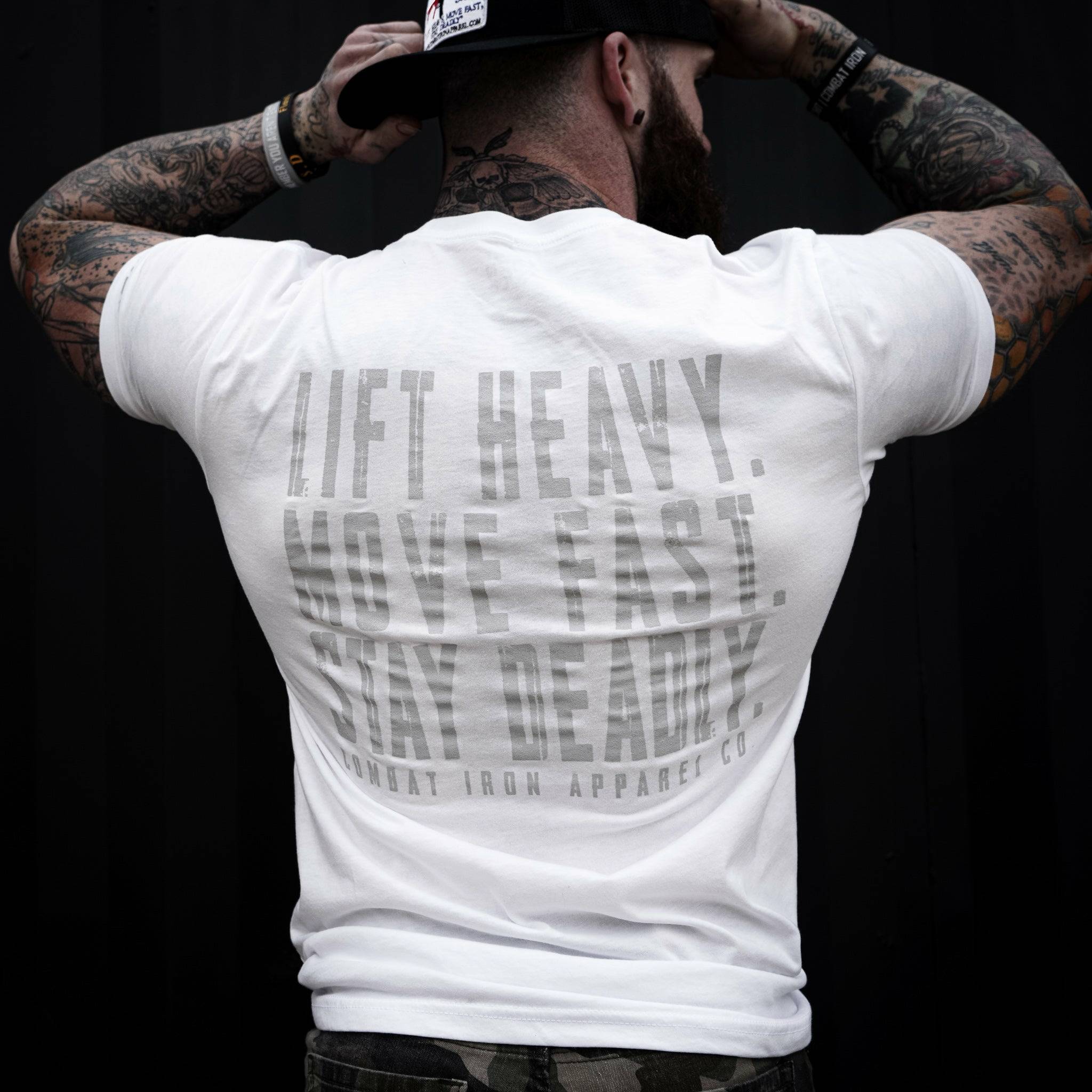 Original Motto: Lift Heavy. Move Fast. Stay Deadly. Men's T-Shirt - Image 7
