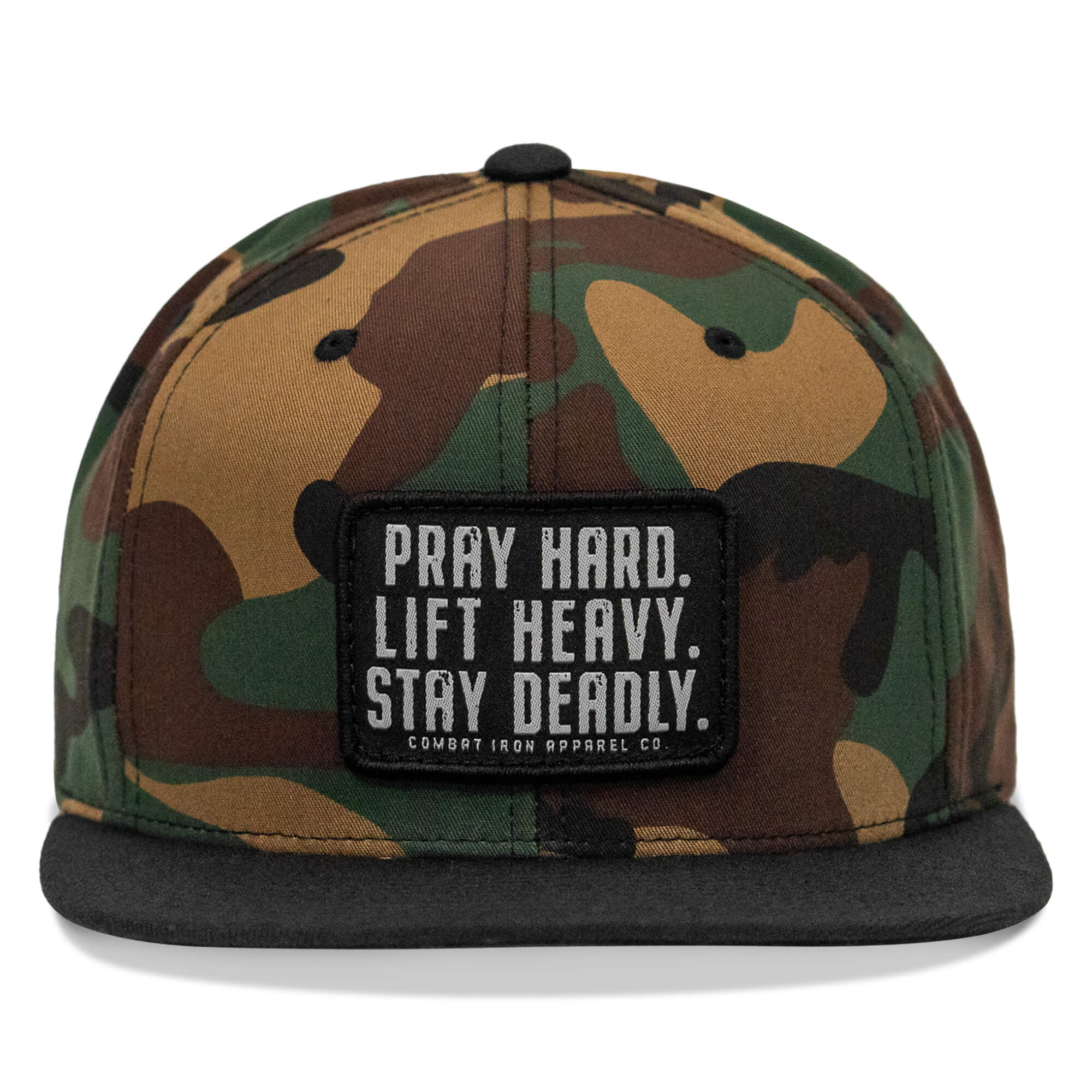 Pray Hard. Lift Heavy. Stay Deadly. Flat Bill SnapBack Hat - Image 13