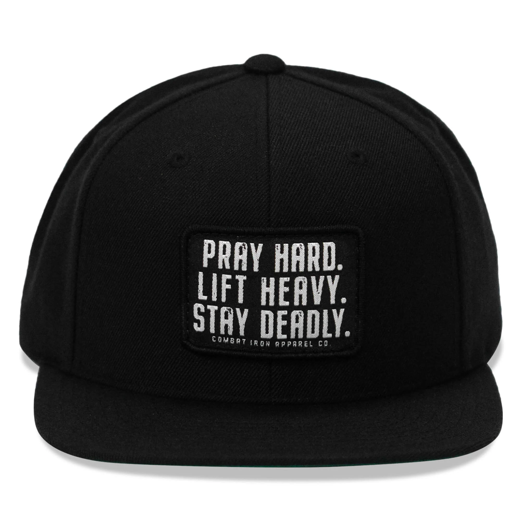 Pray Hard. Lift Heavy. Stay Deadly. Flat Bill SnapBack Hat - Image 2