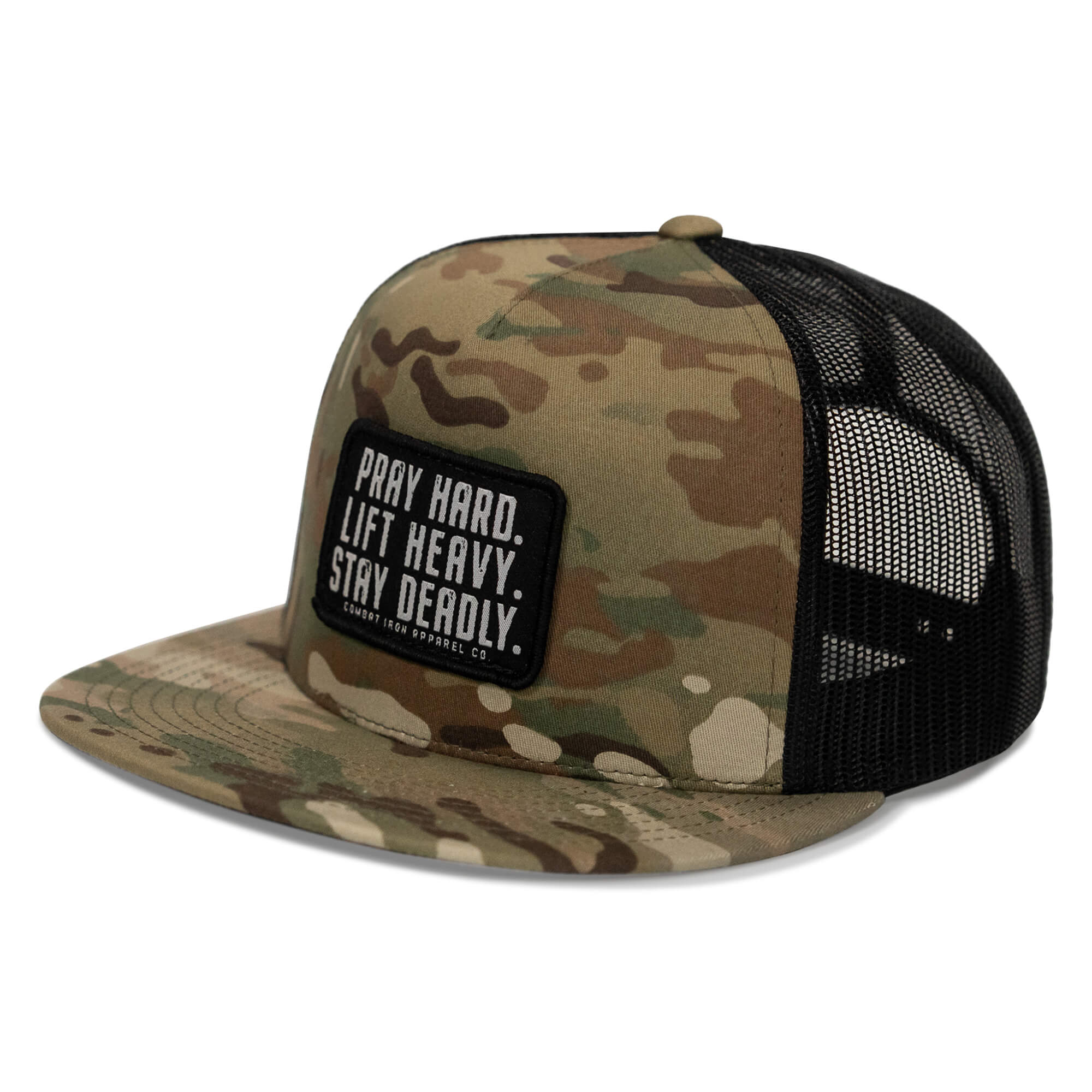 Pray Hard. Lift Heavy. Stay Deadly. Flat Bill SnapBack Hat - Image 20