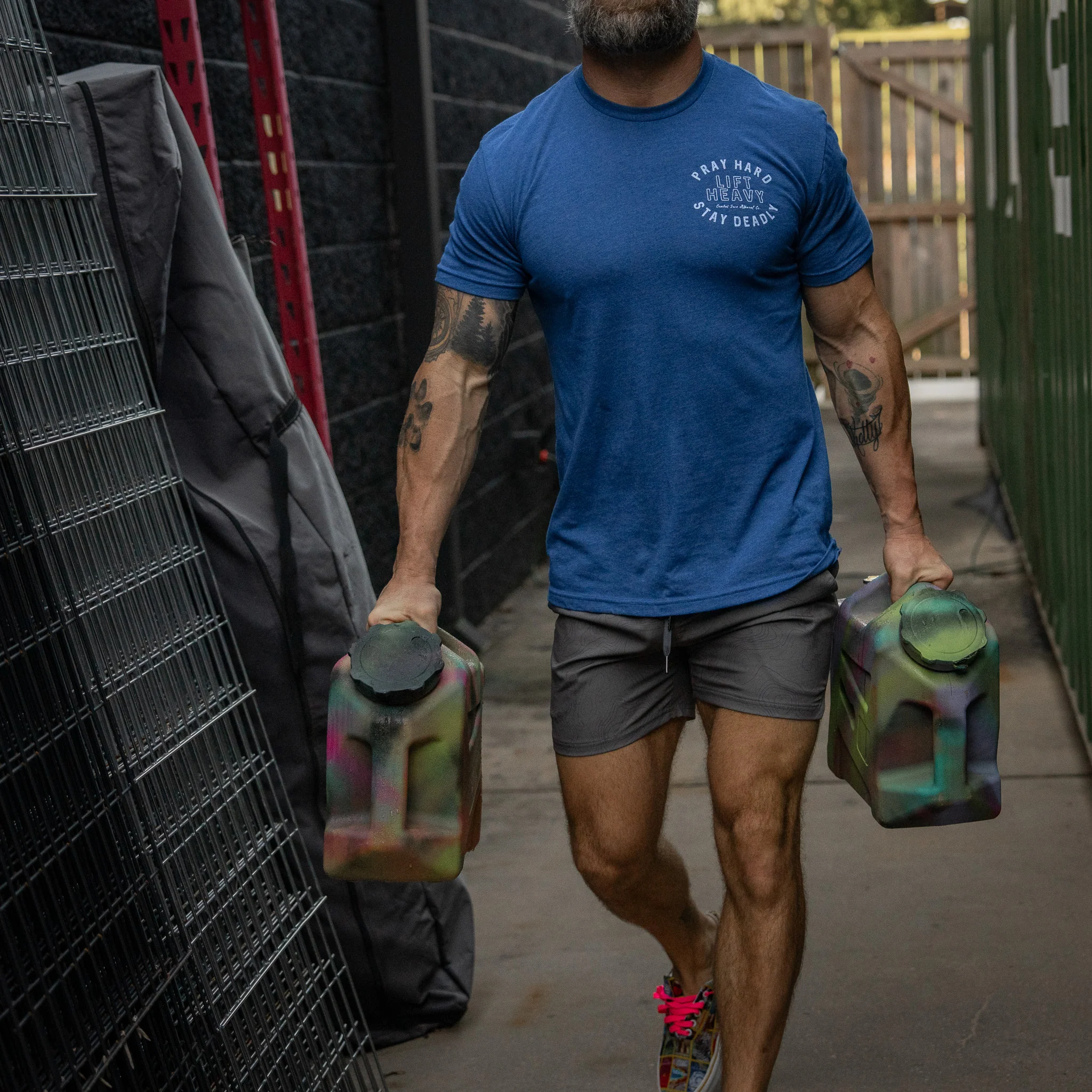 Pray Hard. Lift Heavy. Stay Deadly. Men's T-Shirt - Image 12