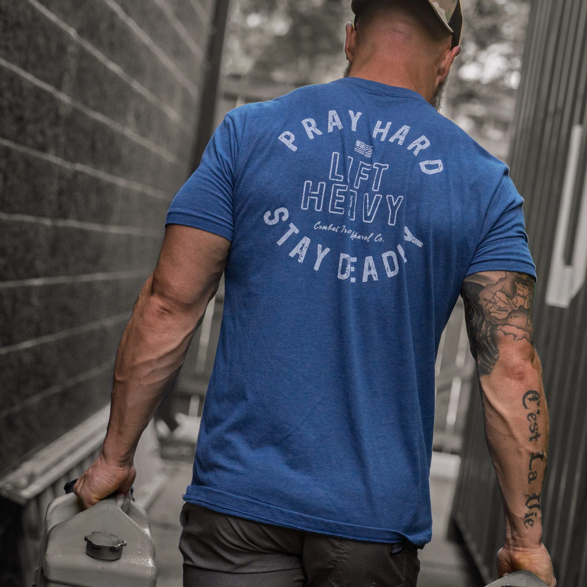 Pray Hard. Lift Heavy. Stay Deadly. Men's T-Shirt - Image 14