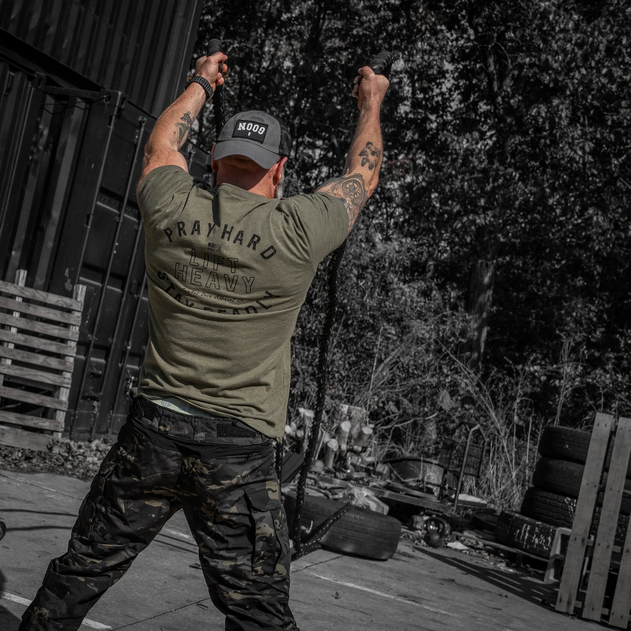 Pray Hard. Lift Heavy. Stay Deadly. Men's T-Shirt - Image 18