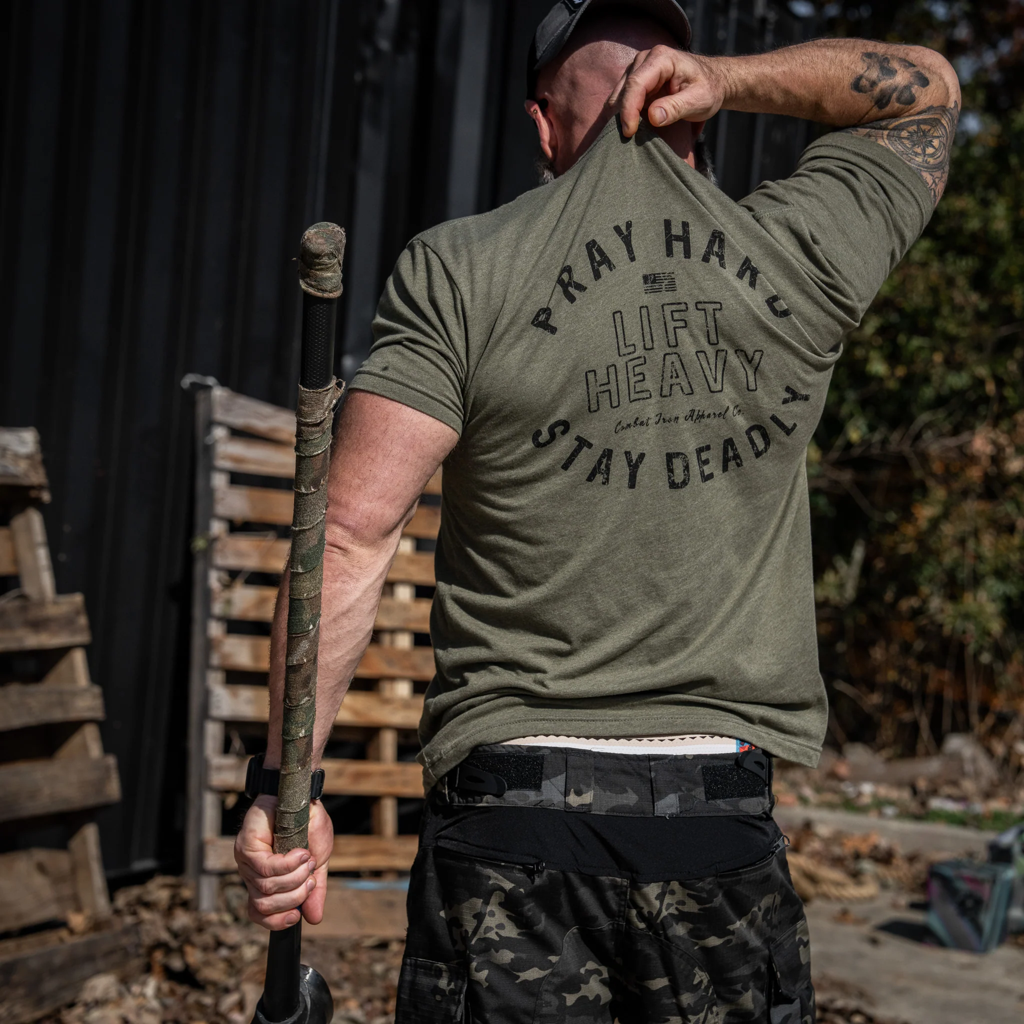 Pray Hard. Lift Heavy. Stay Deadly. Men's T-Shirt - Image 19