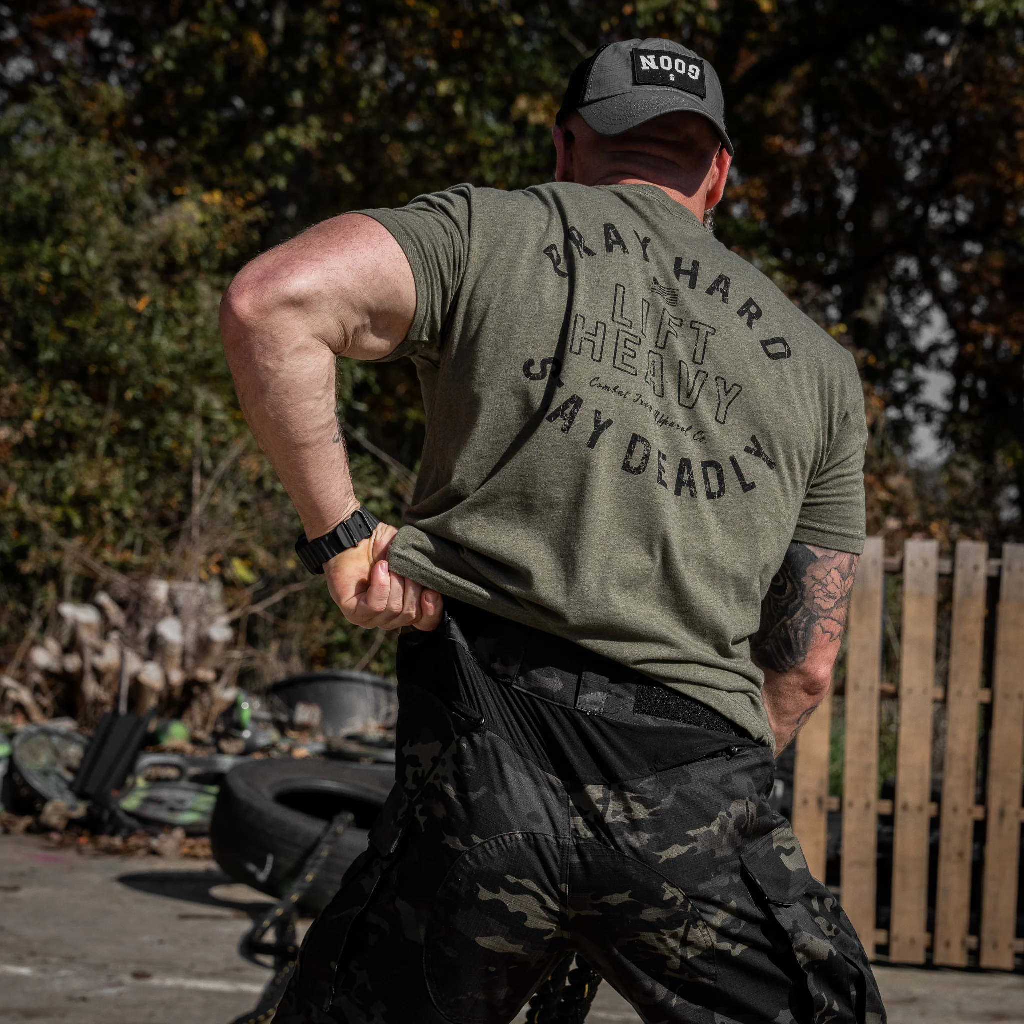Pray Hard. Lift Heavy. Stay Deadly. Men's T-Shirt - Image 20
