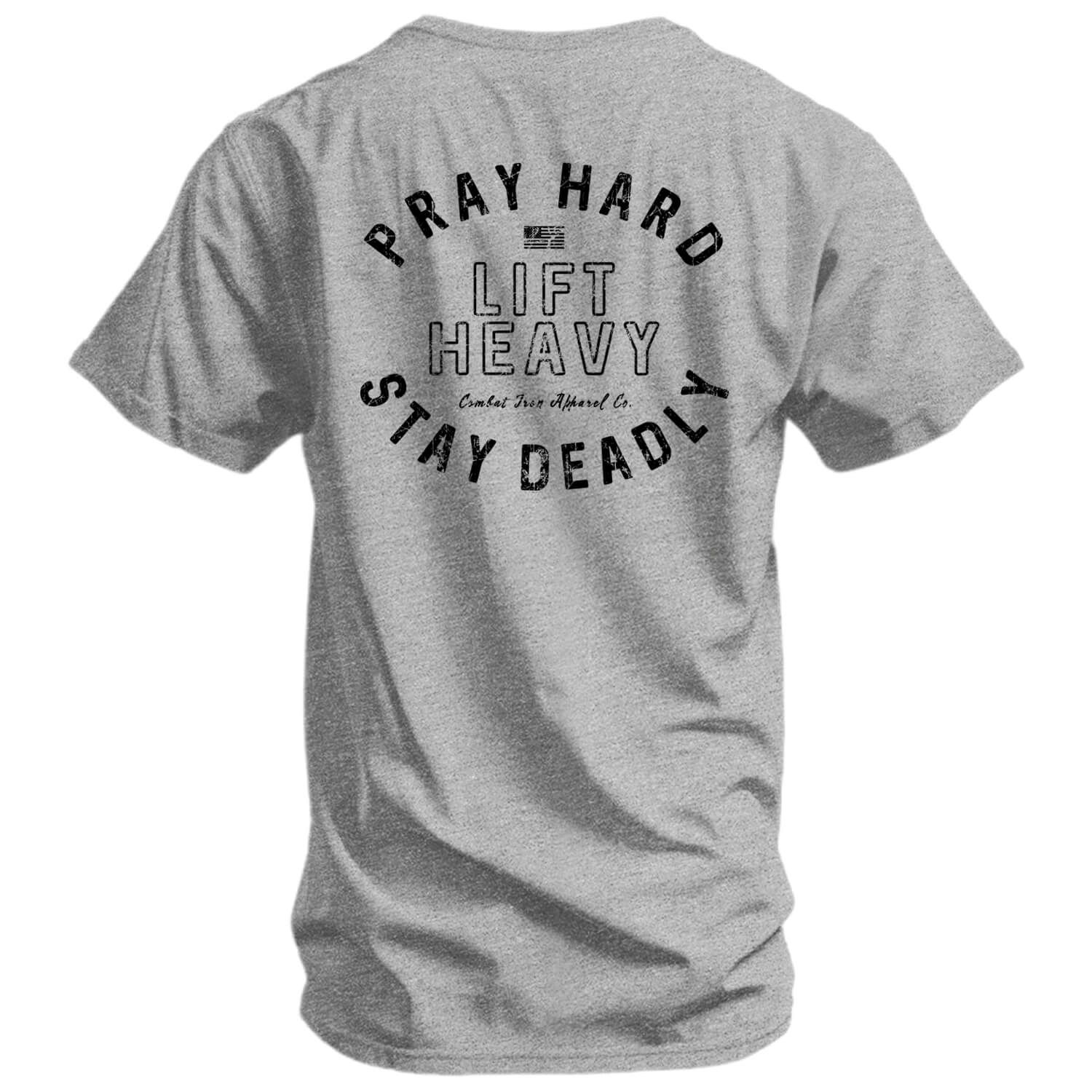 Pray Hard. Lift Heavy. Stay Deadly. Men's T-Shirt - Image 8